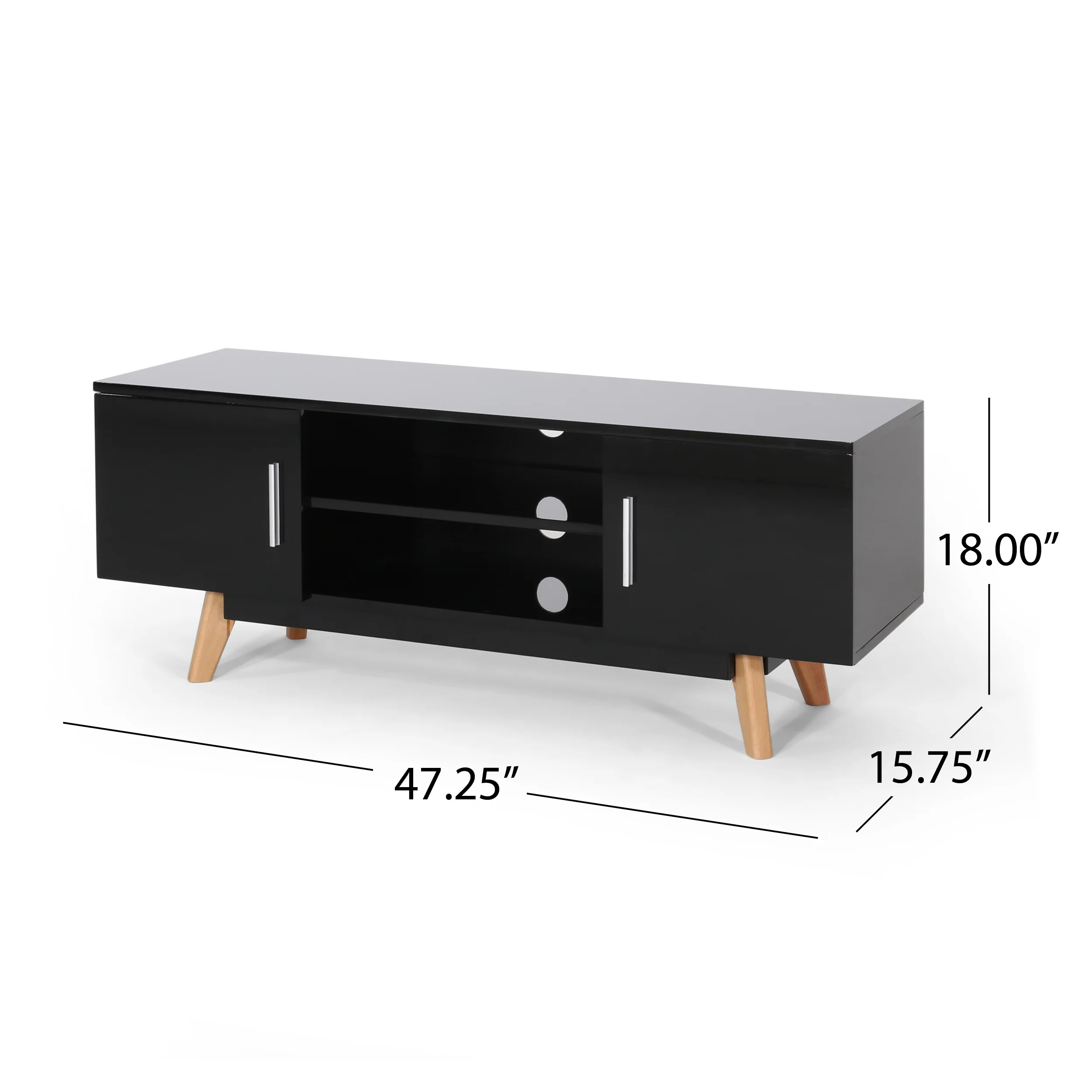 Rubani Mid Century Modern 2 Cabinets & Shelves TV Stand - furnishings