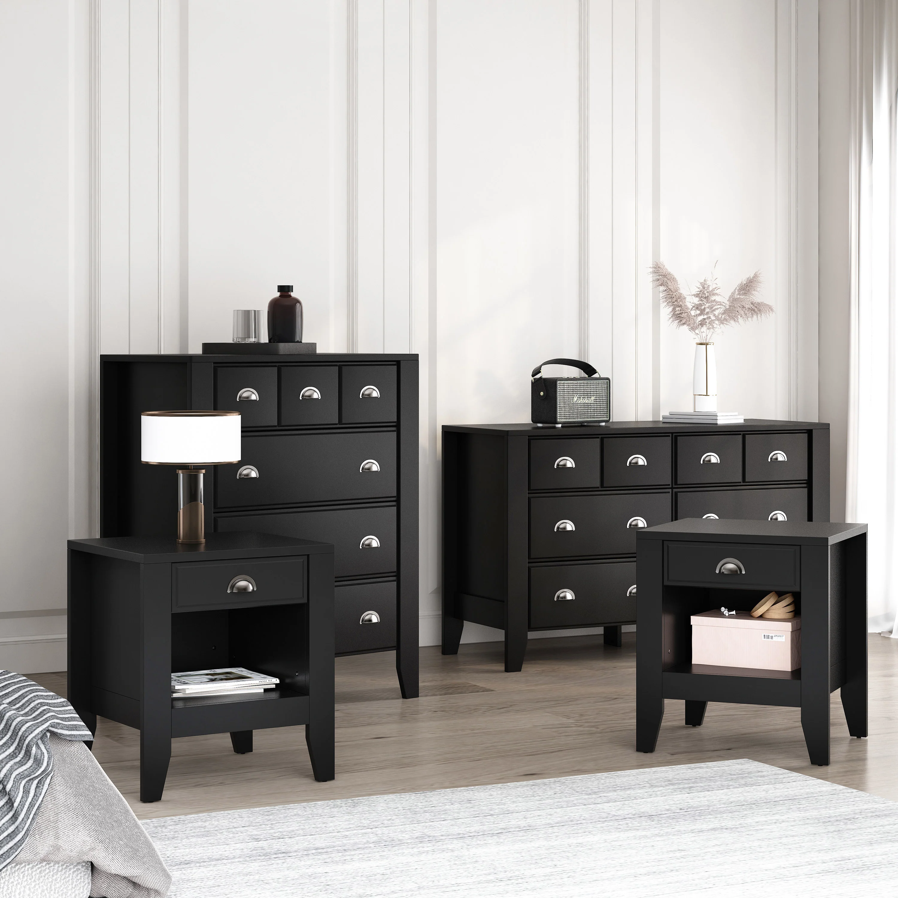 Cleary Contemporary Faux Wood 4 Piece Bedroom Set - furnishings