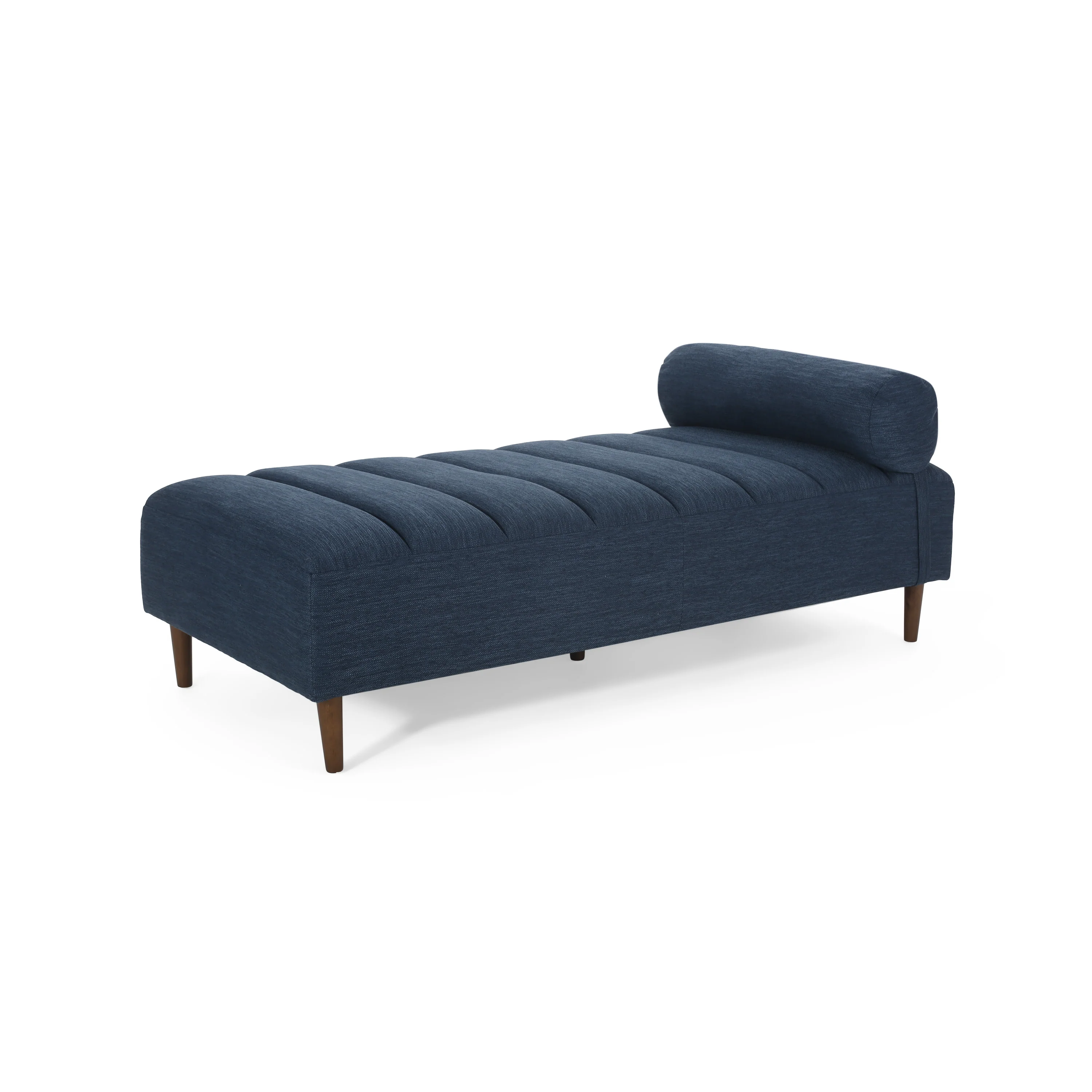 Holmwood Mid Century Modern Fabric Tufted Chaise Lounge with Bolster Pillow - furnishings