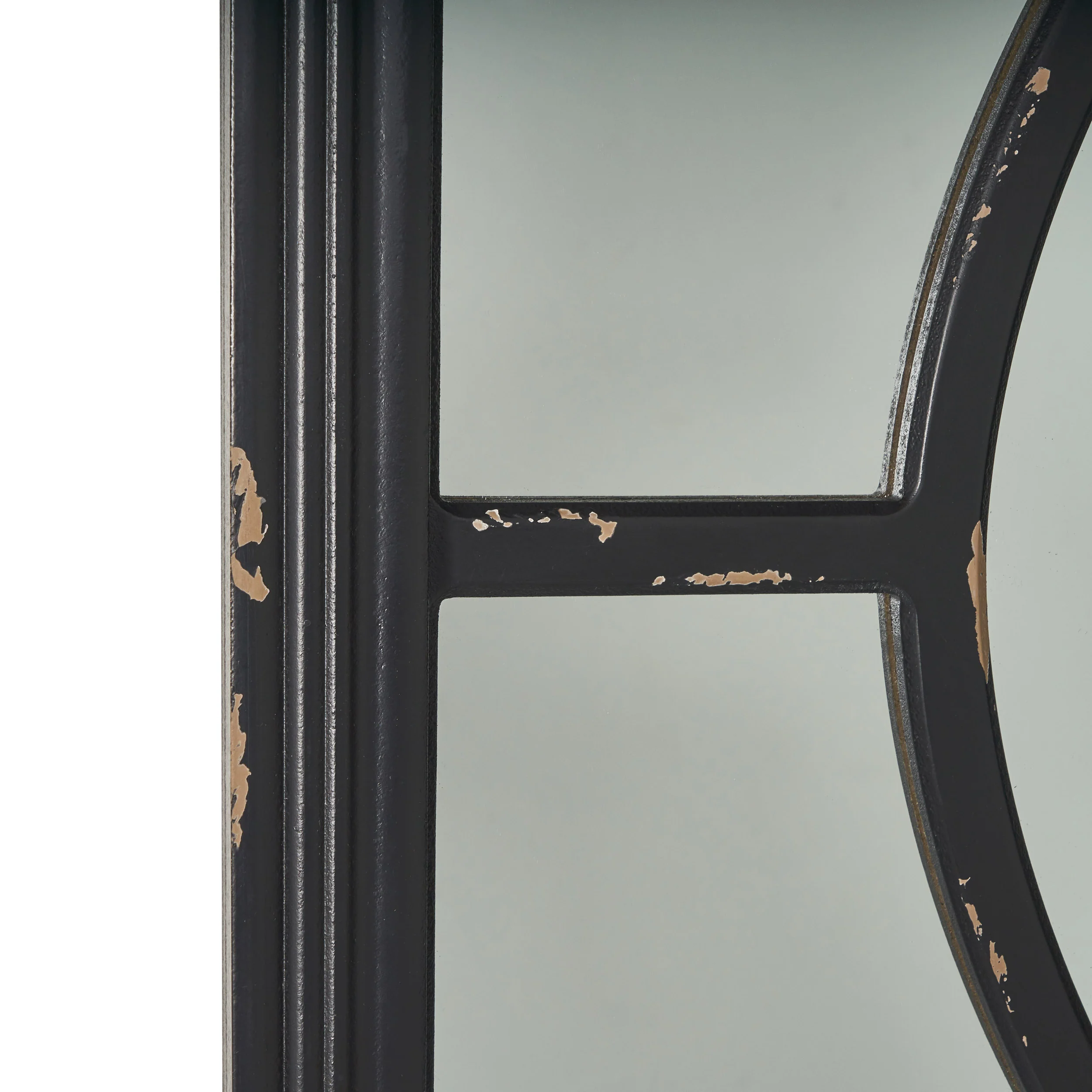Zoe Rectangular Wooden Rustic Farmhouse Mirror, Distressed Black Frame - furnishings