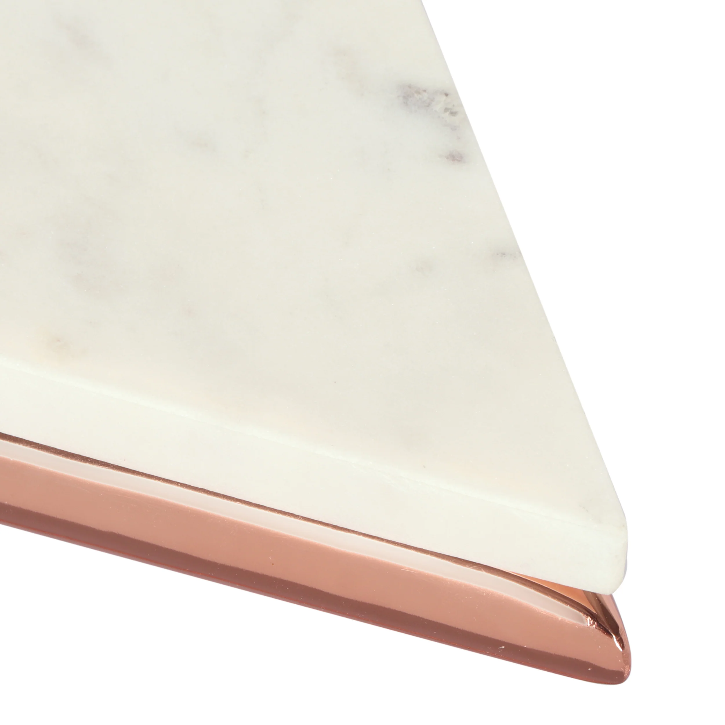 Cowger Modern Glam Handcrafted Banswara Marble Top C-Shaped Side Table, White and Rose Gold - furnishings