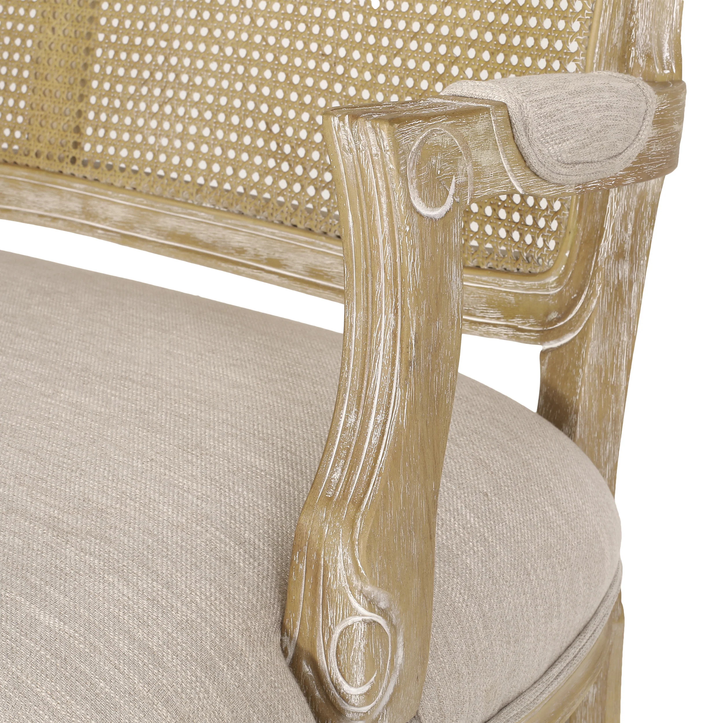 Wistar French Country Wood and Cane Loveseat - furnishings