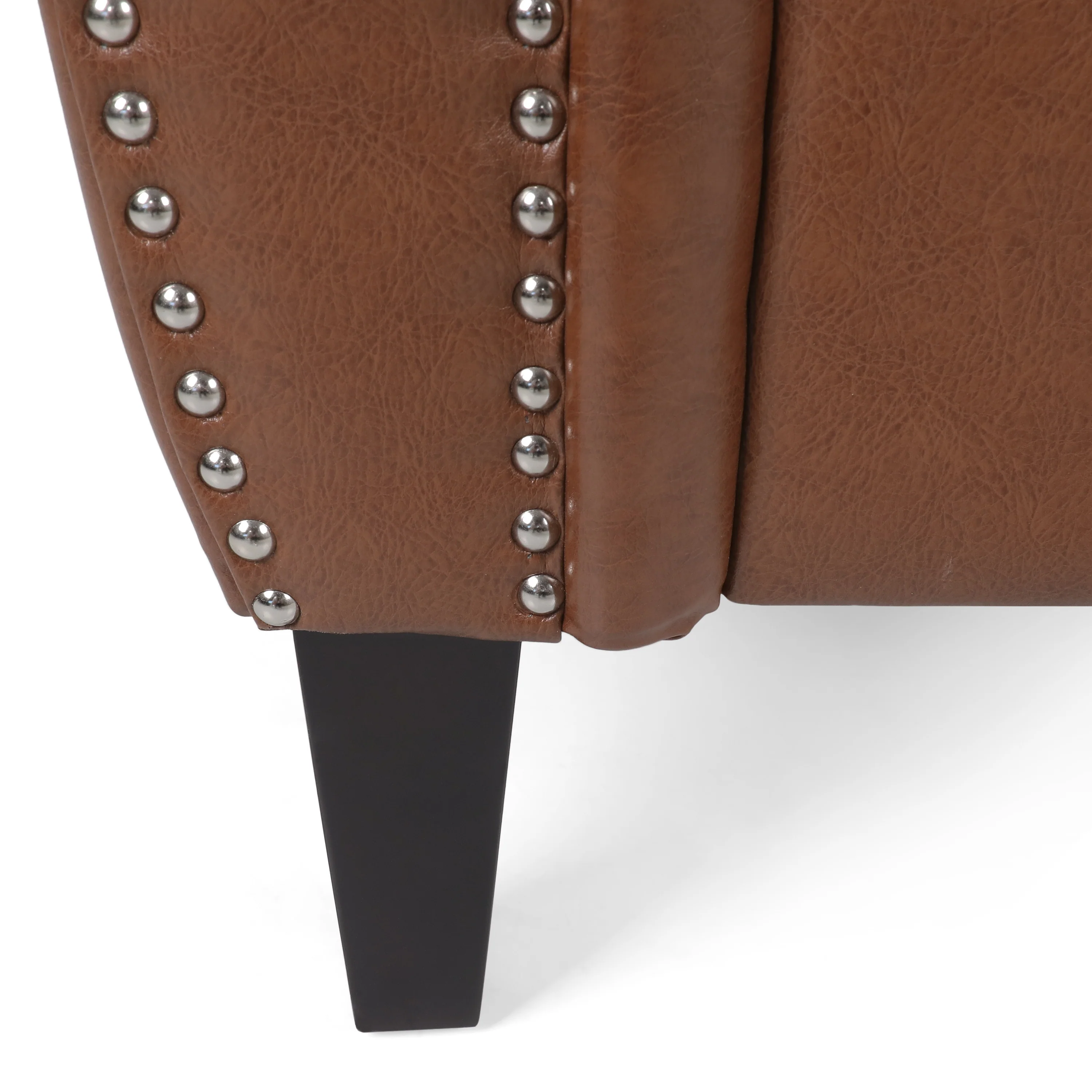 Burkehaven Contemporary Faux Leather Club Chair with Nailhead Trim - furnishings