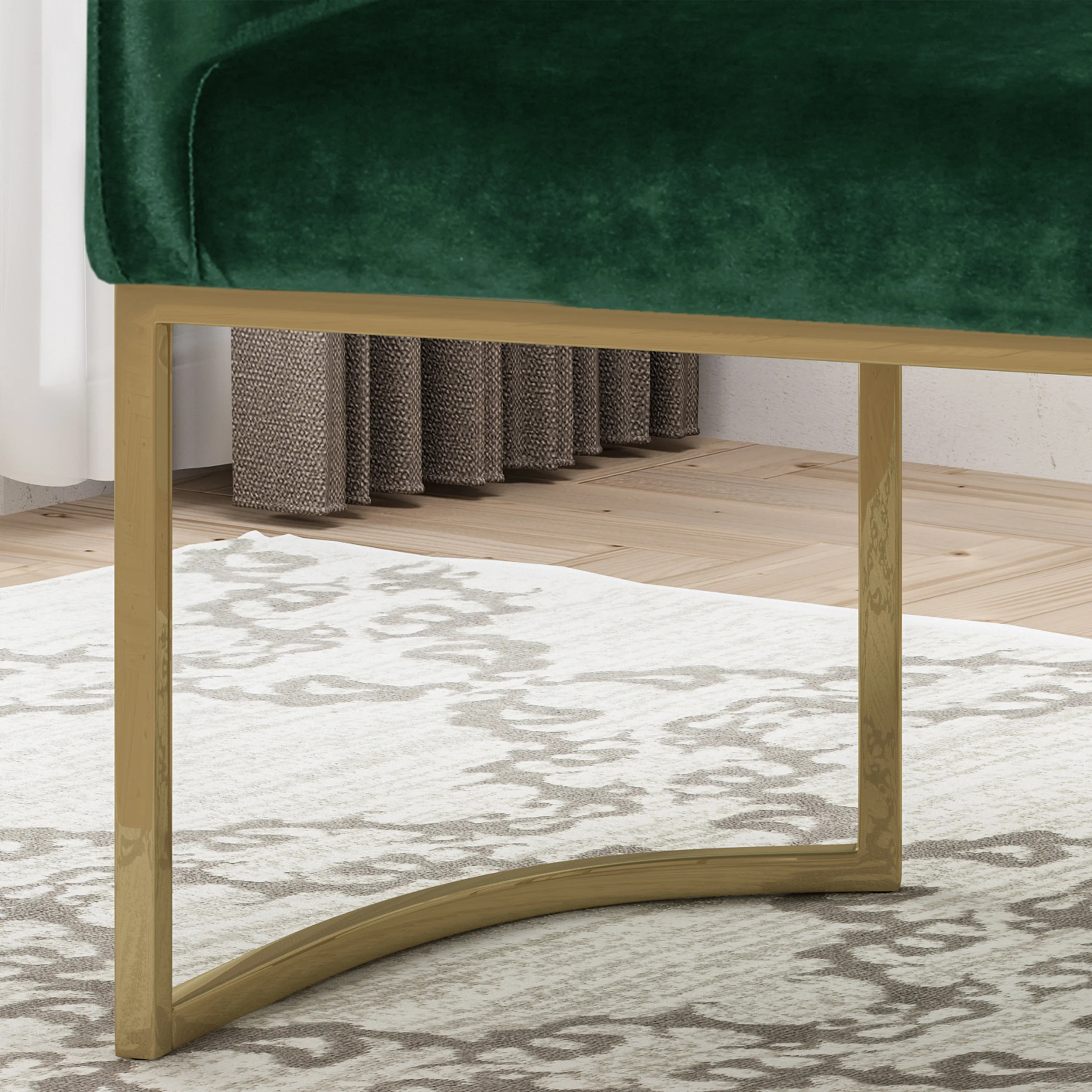 Fern Modern Tufted Glam Accent Chair with Velvet Cushions and U-Shaped Base - furnishings