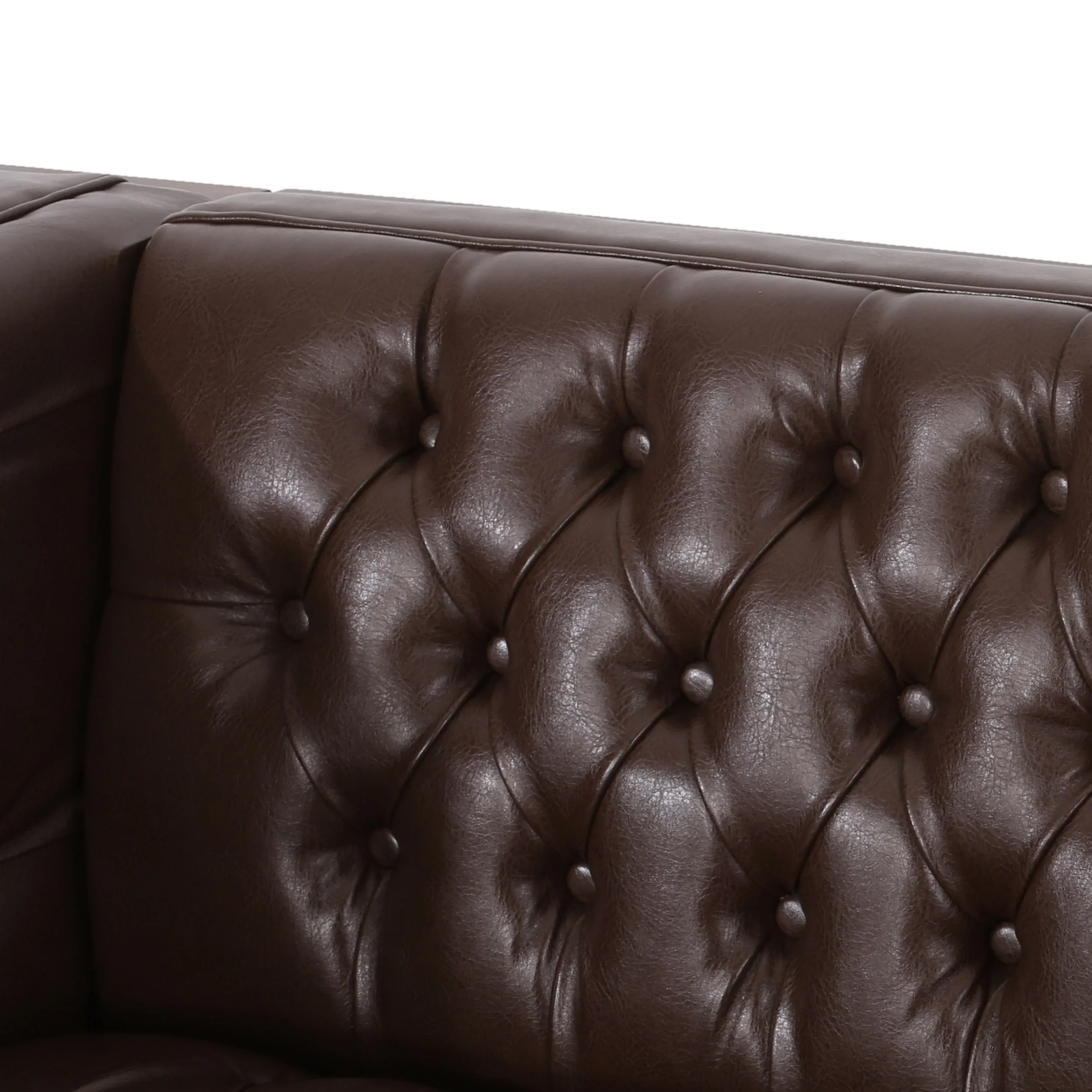 Elias Contemporary Faux Leather Tufted 3 Seater Sofa - furnishings