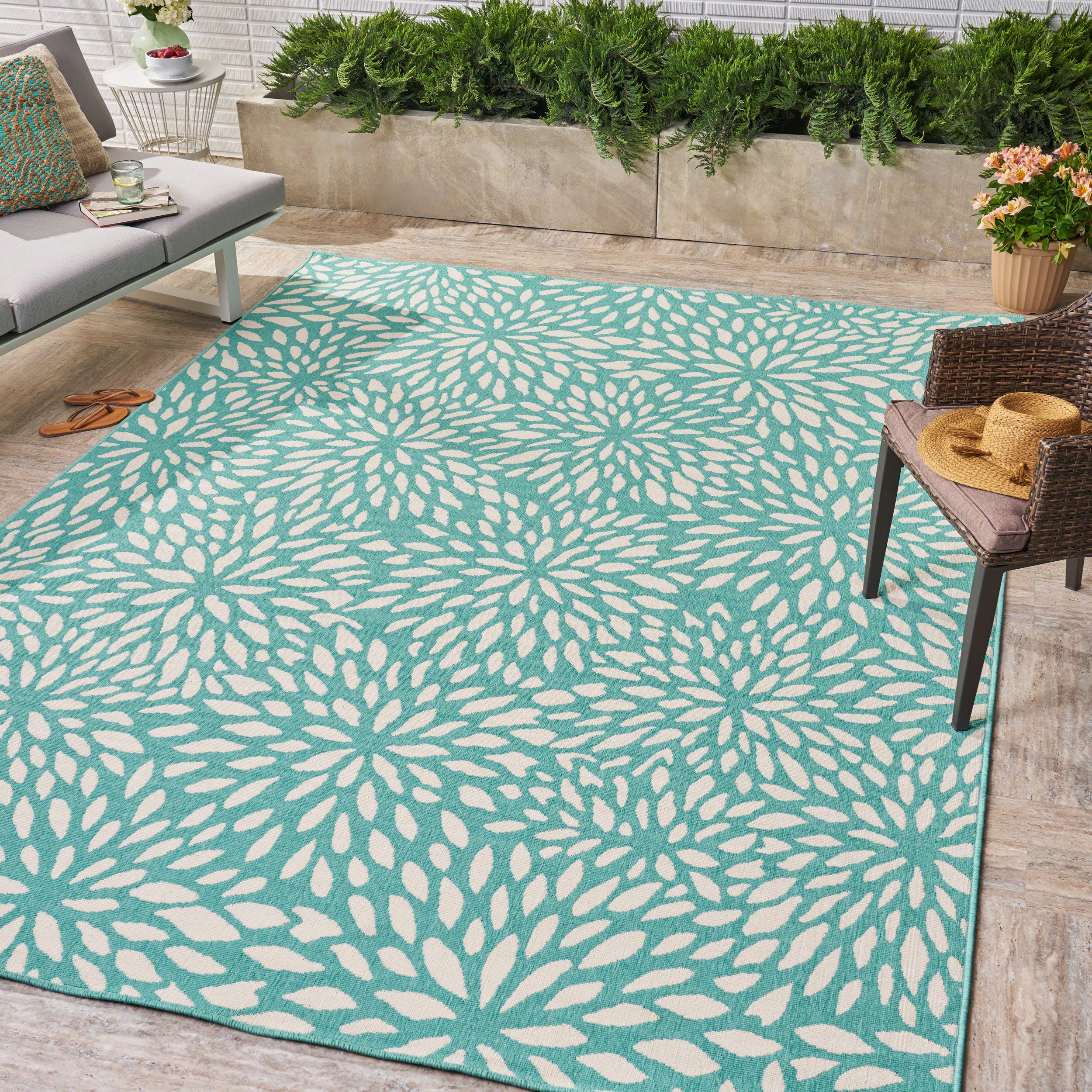 Xenia Outdoor Floral Area Rug - furnishings