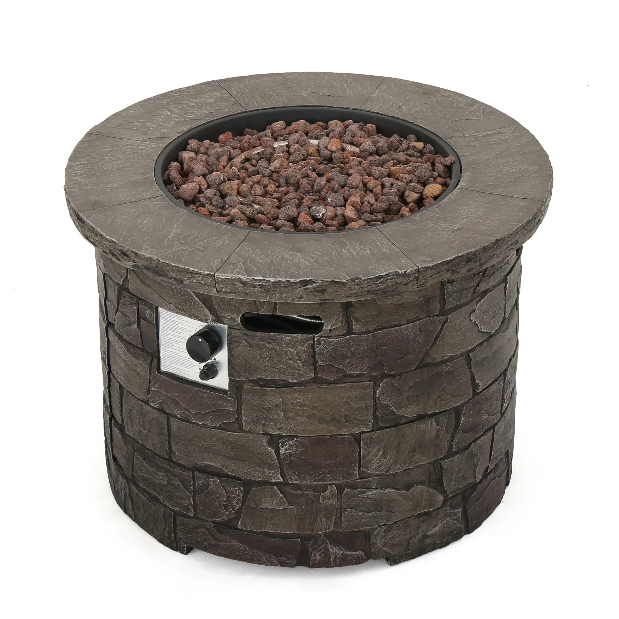 Arlana Outdoor 40,000 BTU Lightweight Concrete Circular Fire Pit - furnishings