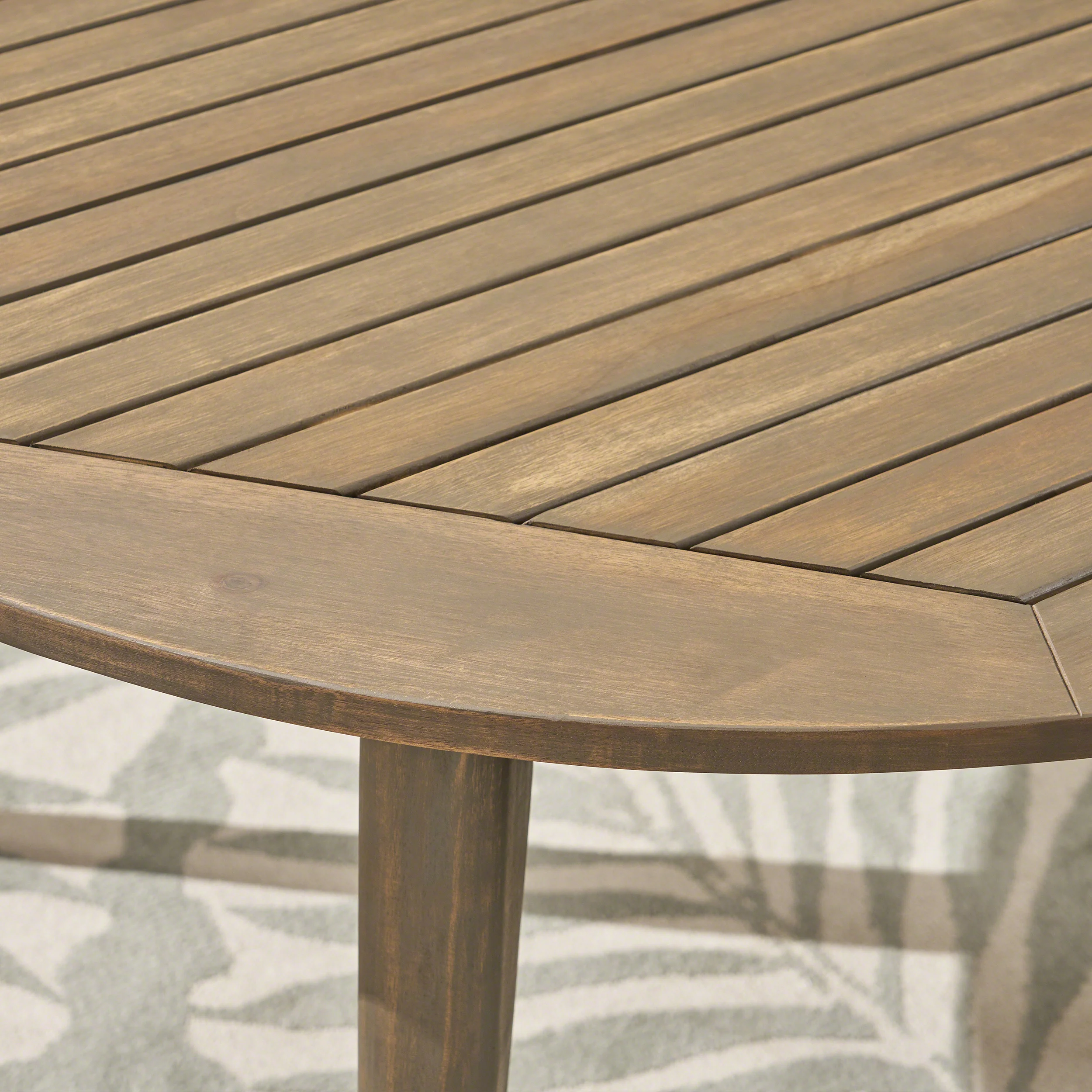 Zack Outdoor 5 Piece Acacia Wood Dining Set with Straight Legged Dining Table, Gray Finish - furnishings