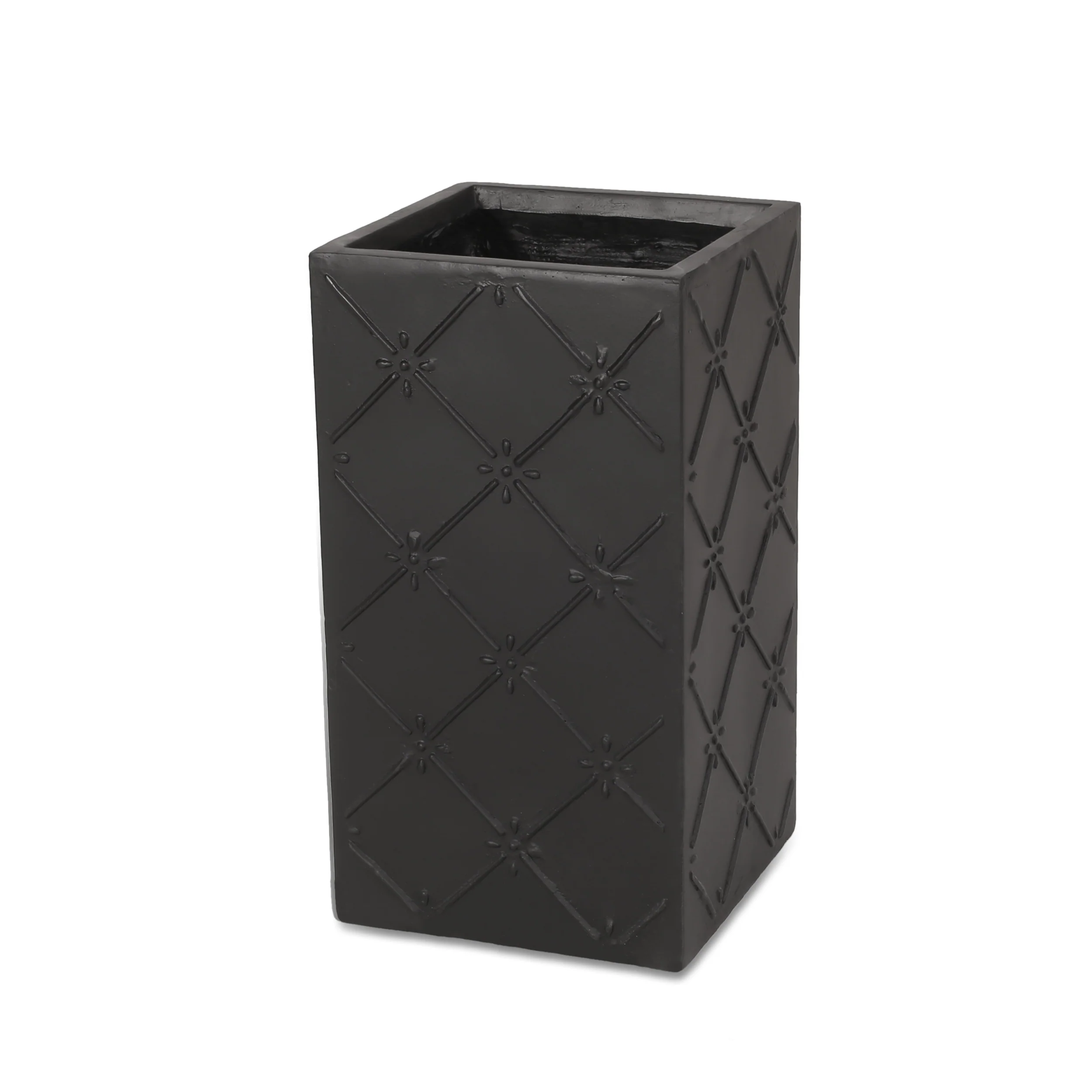 Hula Outdoor Cast Stone Planter, Matte Black - furnishings