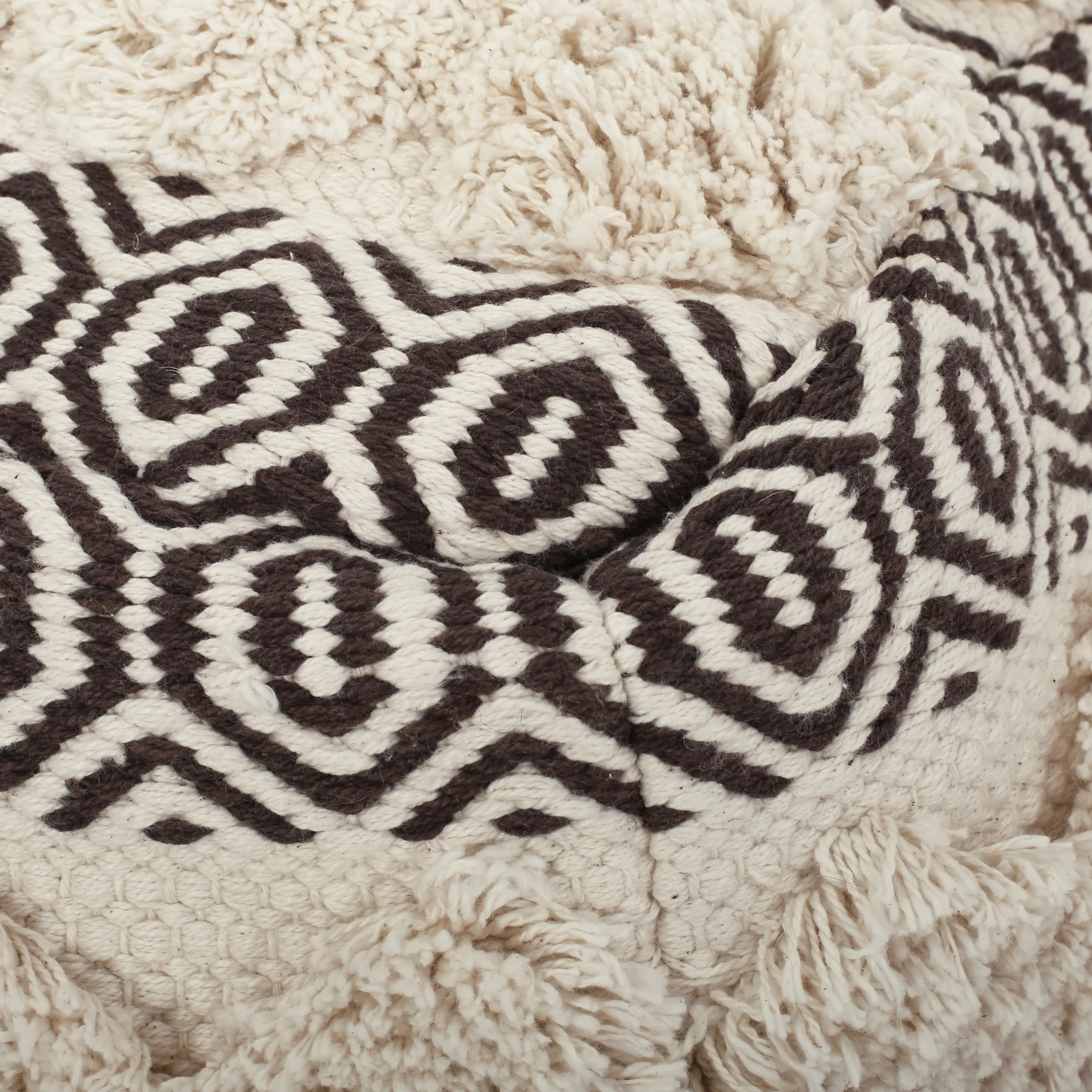 Klyn Hand Woven Fabric Cube Pouf - furnishings