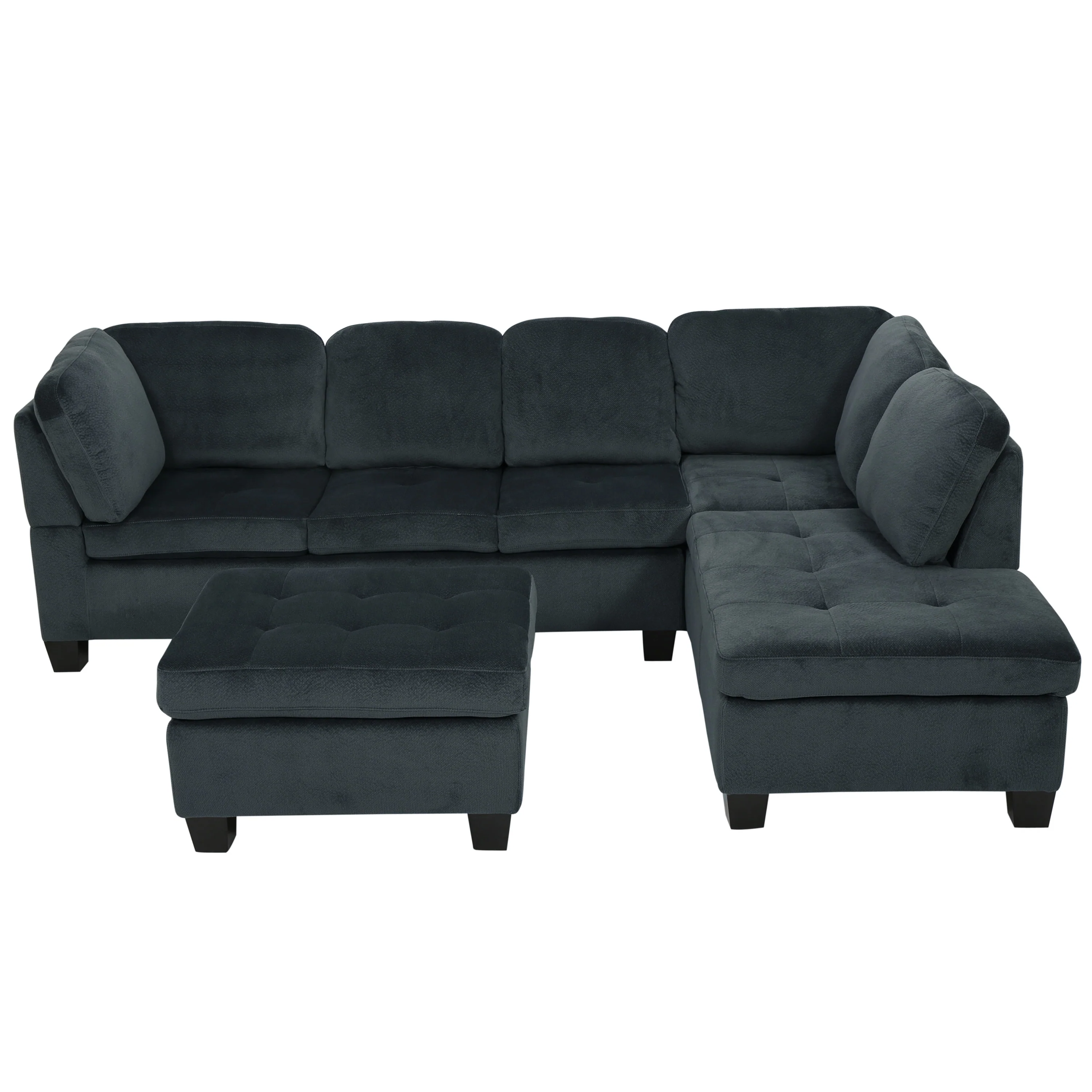 Gotham 3-piece Charcoal Fabric Sectional Sofa Set - furnishings