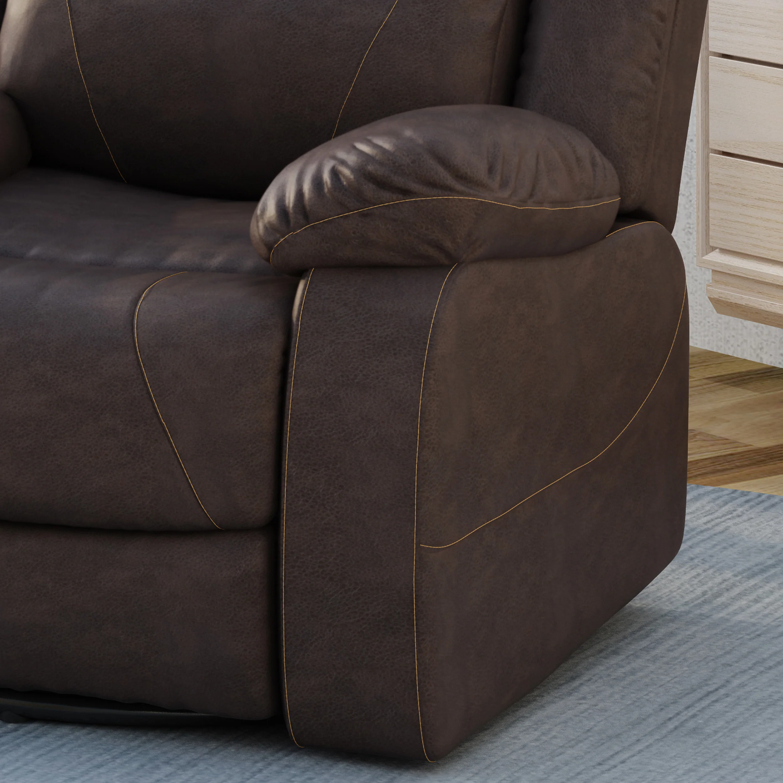 Flora Classic Tufted Leather Swivel Recliner, Dark Brown - furnishings