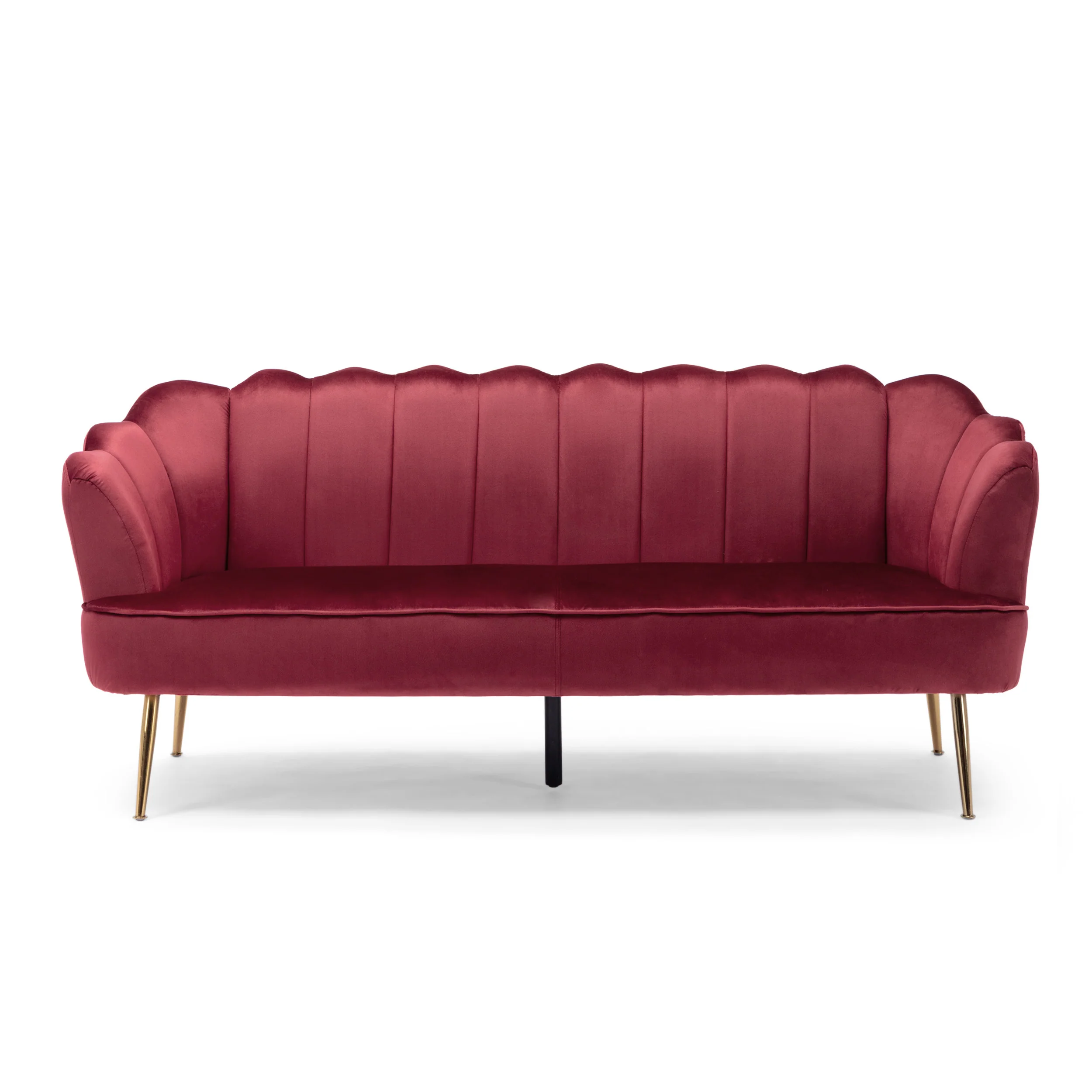Ohnstad Modern Glam Velvet Channel Stitch 3 Seater Shell Sofa - furnishings
