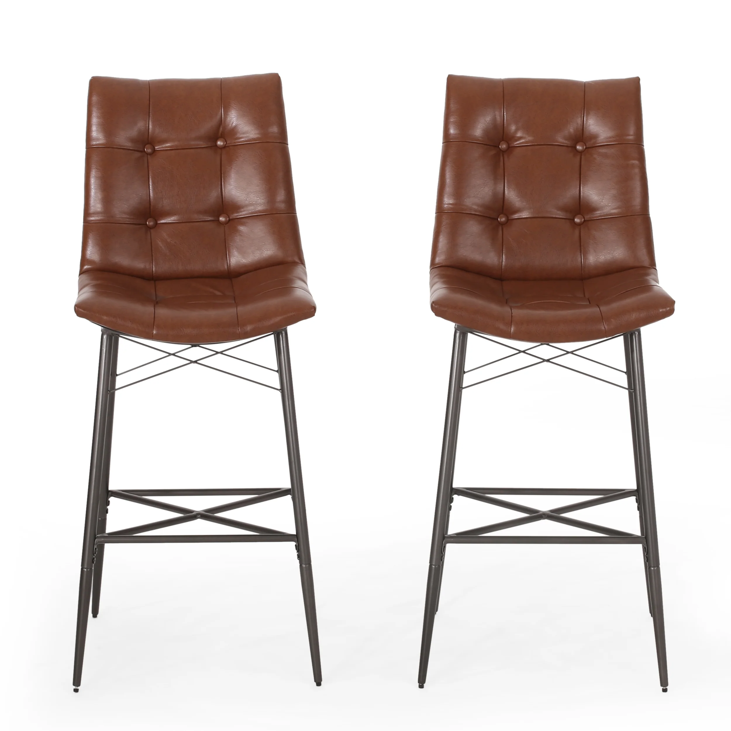 Brayer Contemporary Tufted Barstools, Set of 2 - furnishings
