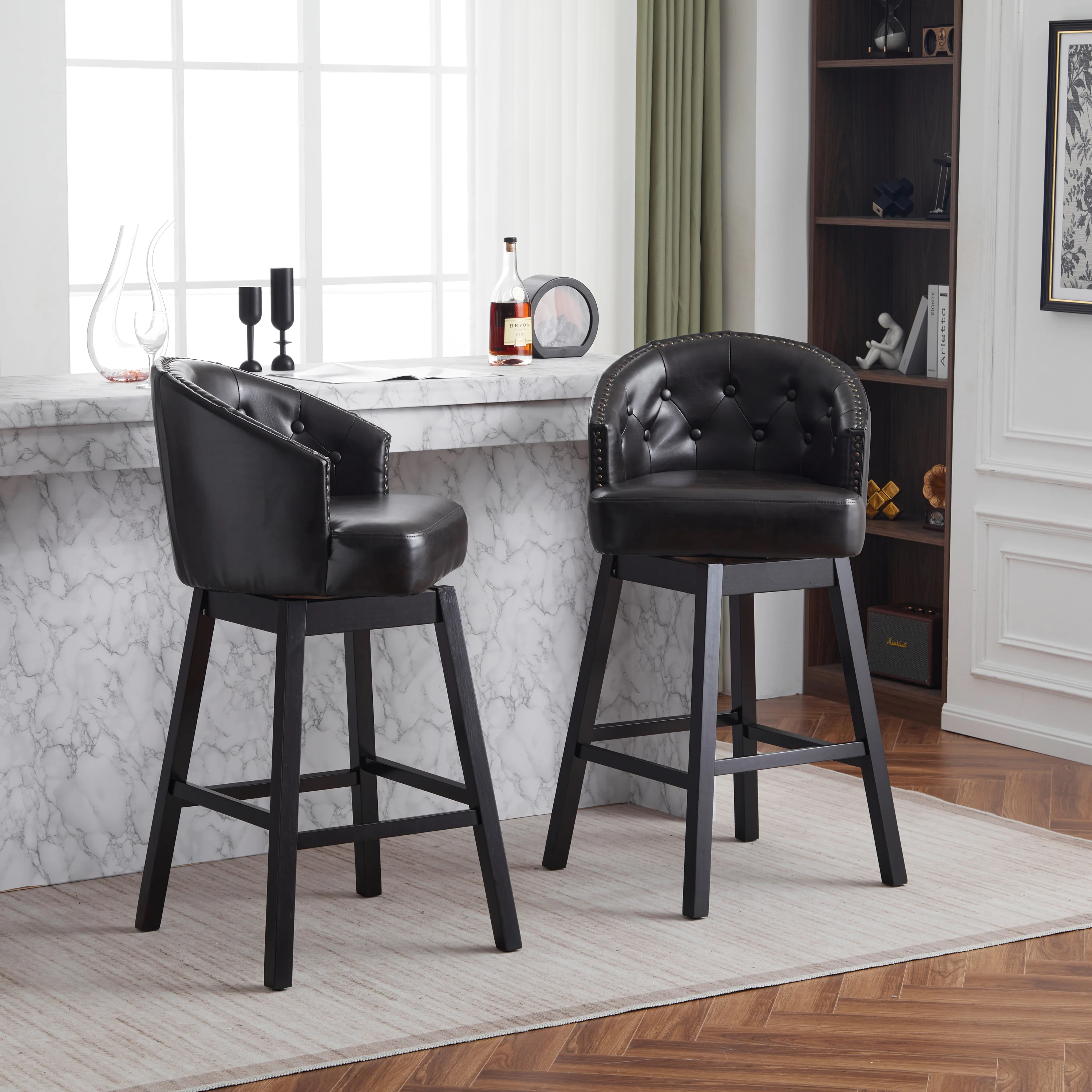 Skyleer Swivel Upholstered Counter Stools - furnishings