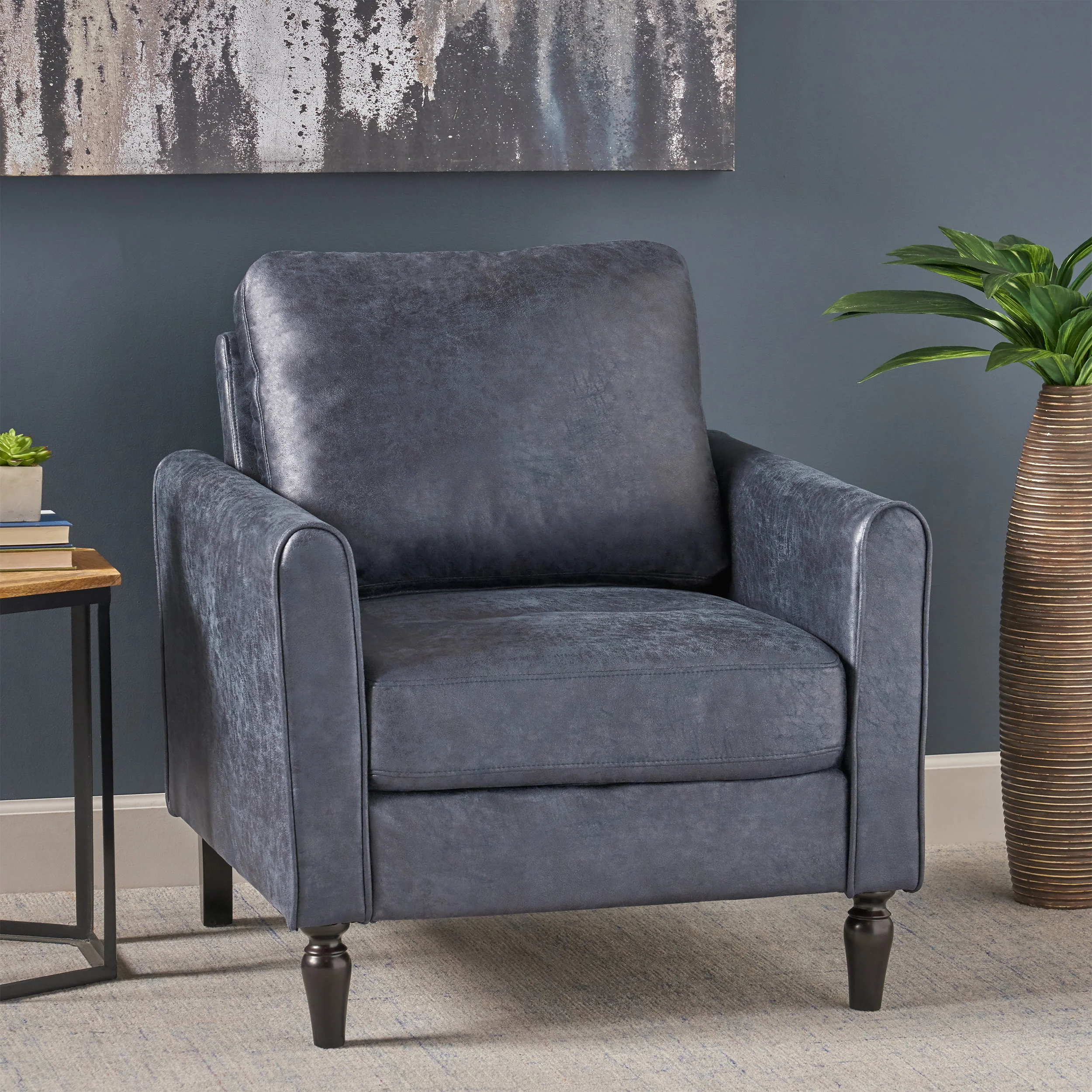 Xyan Contemporary Club Chair with Plush Microfiber Cushions - furnishings
