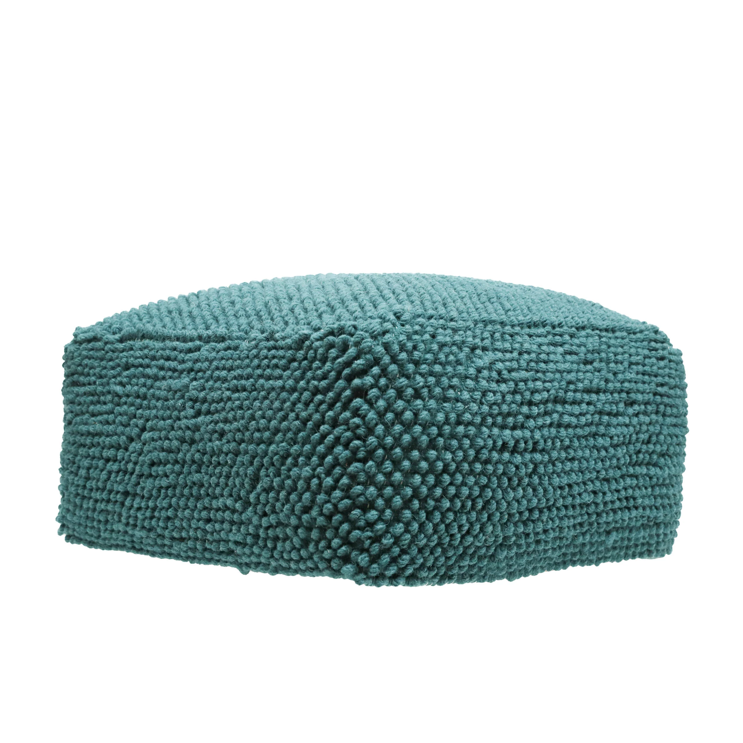 Wilsey Boho Handcrafted Tufted Fabric Square Pouf - furnishings