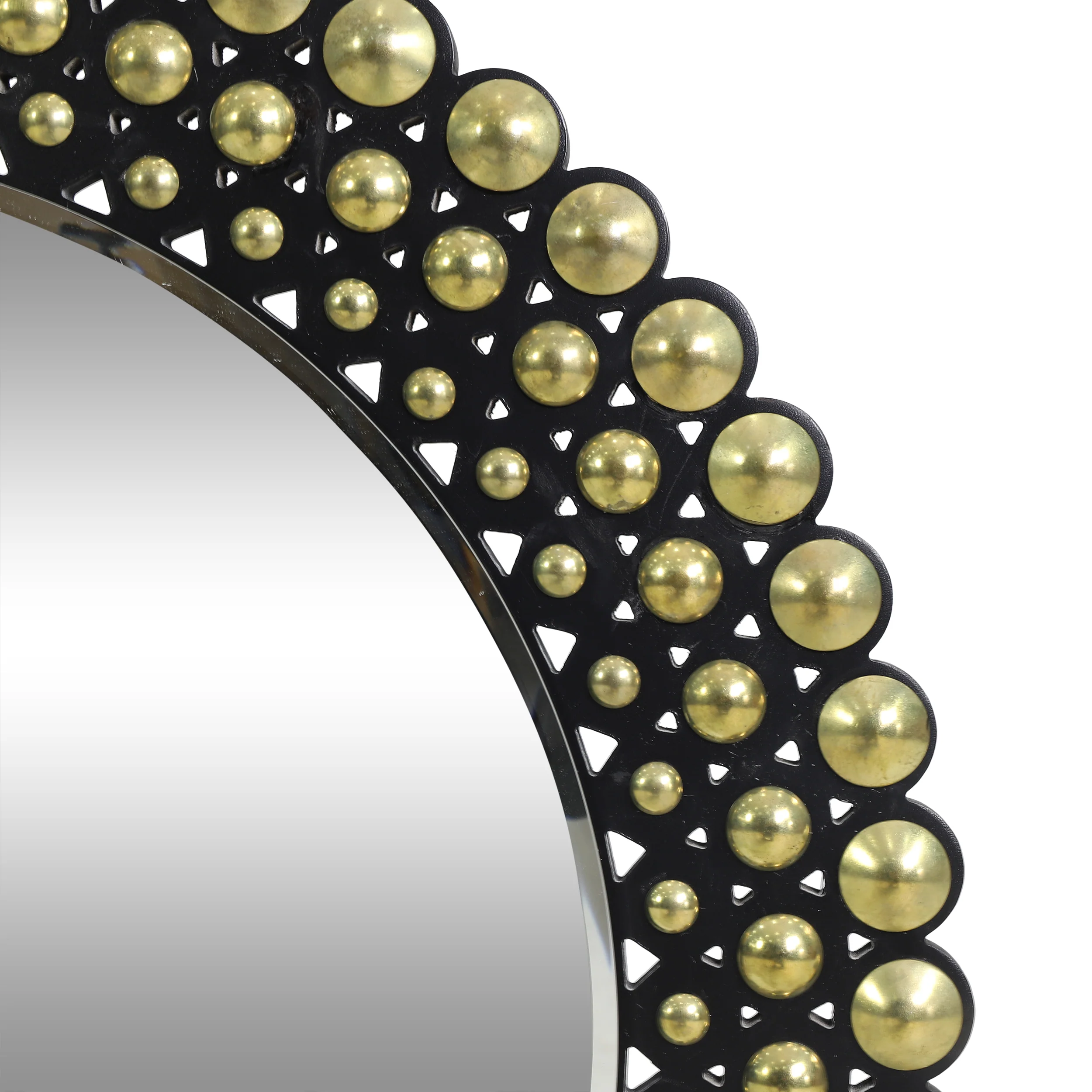Abels Contemporary Studded Round Wall Mirror - furnishings