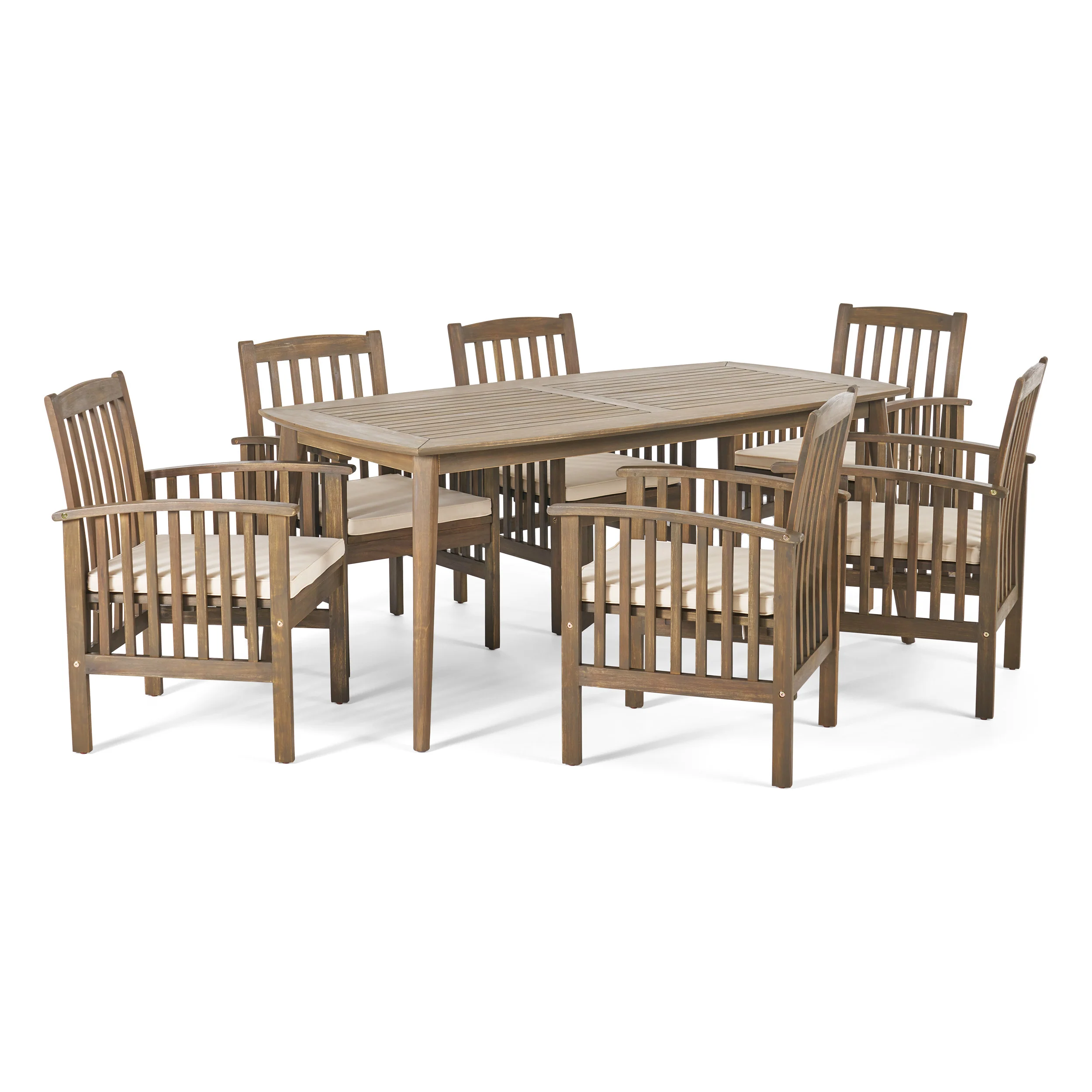 Phoenix Outdoor Acacia 6-Seater Dining Set with Cushions and 71