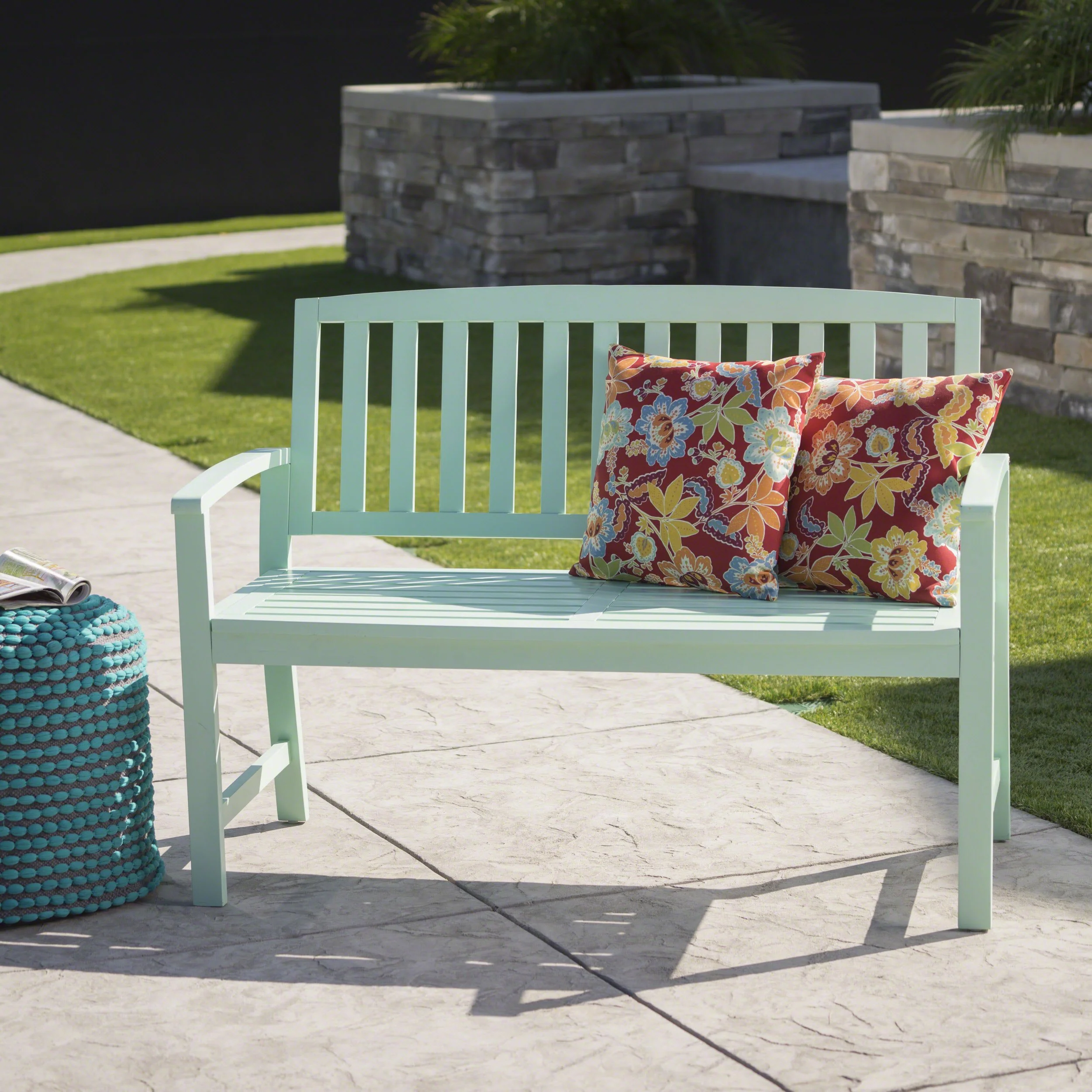 Lola Outdoor Acacia Wood Bench - furnishings
