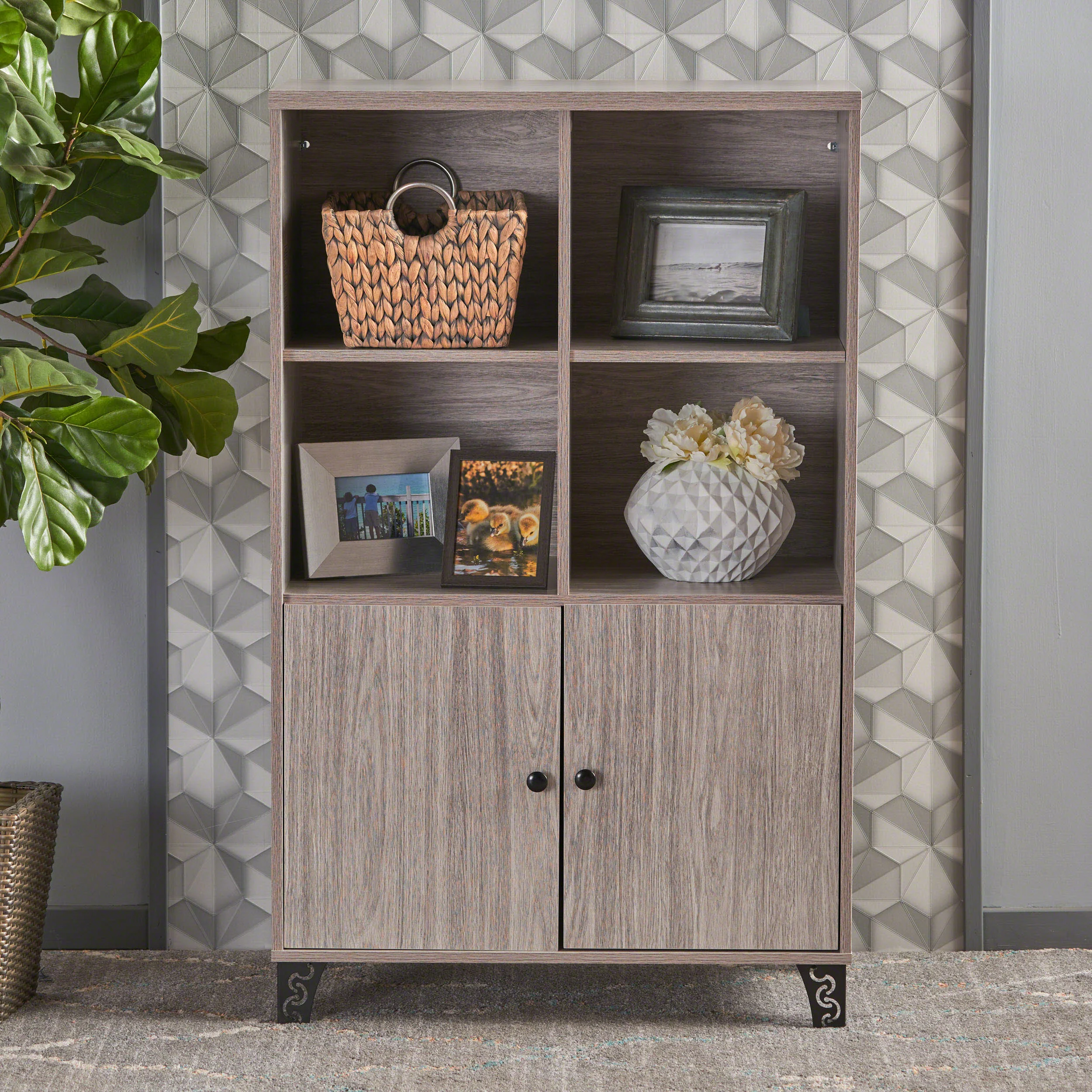 Justina Mid Century Modern Shelf Cabinet - furnishings
