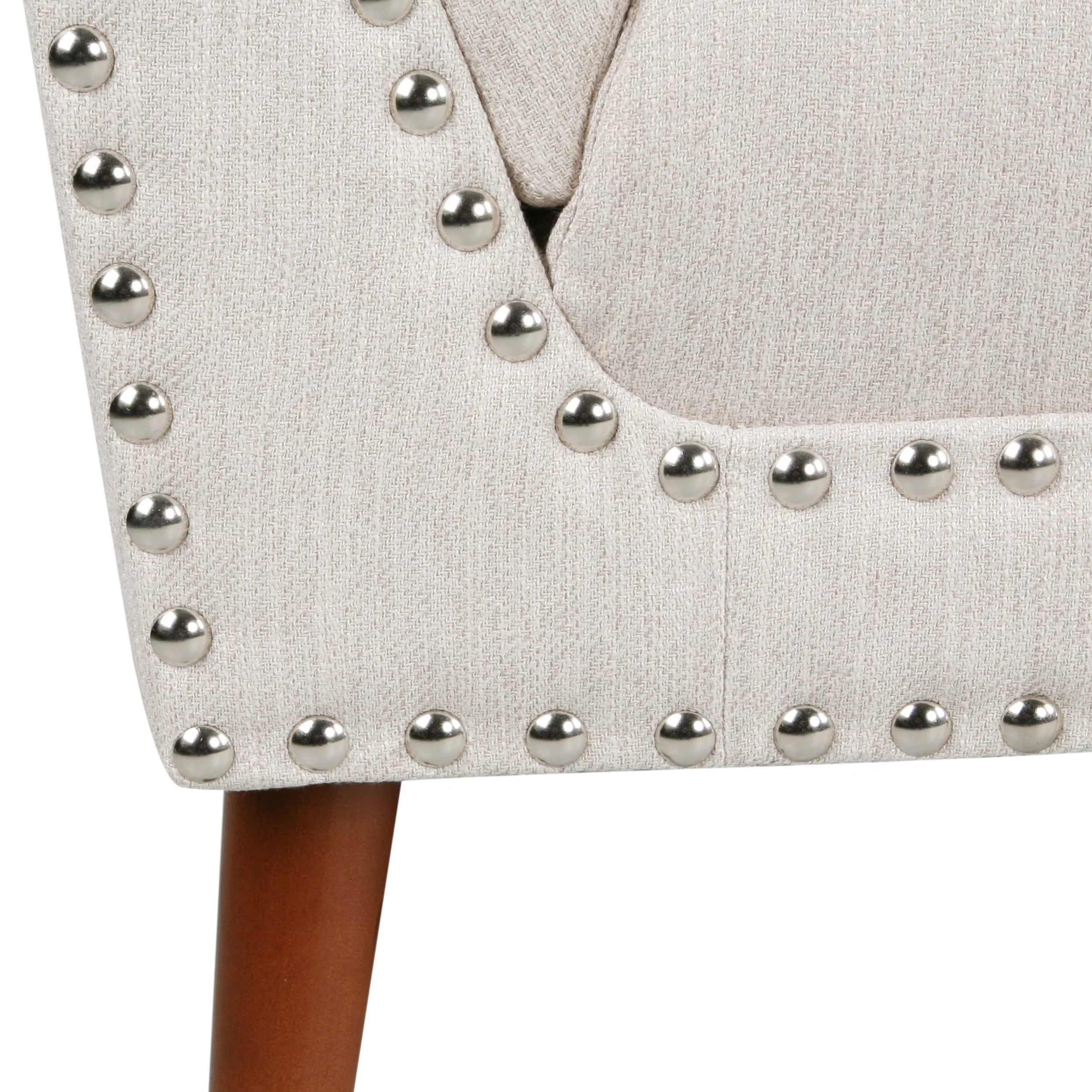 Marla Mid-Century Modern High Back Fabric Settee with Nailhead Trim - furnishings