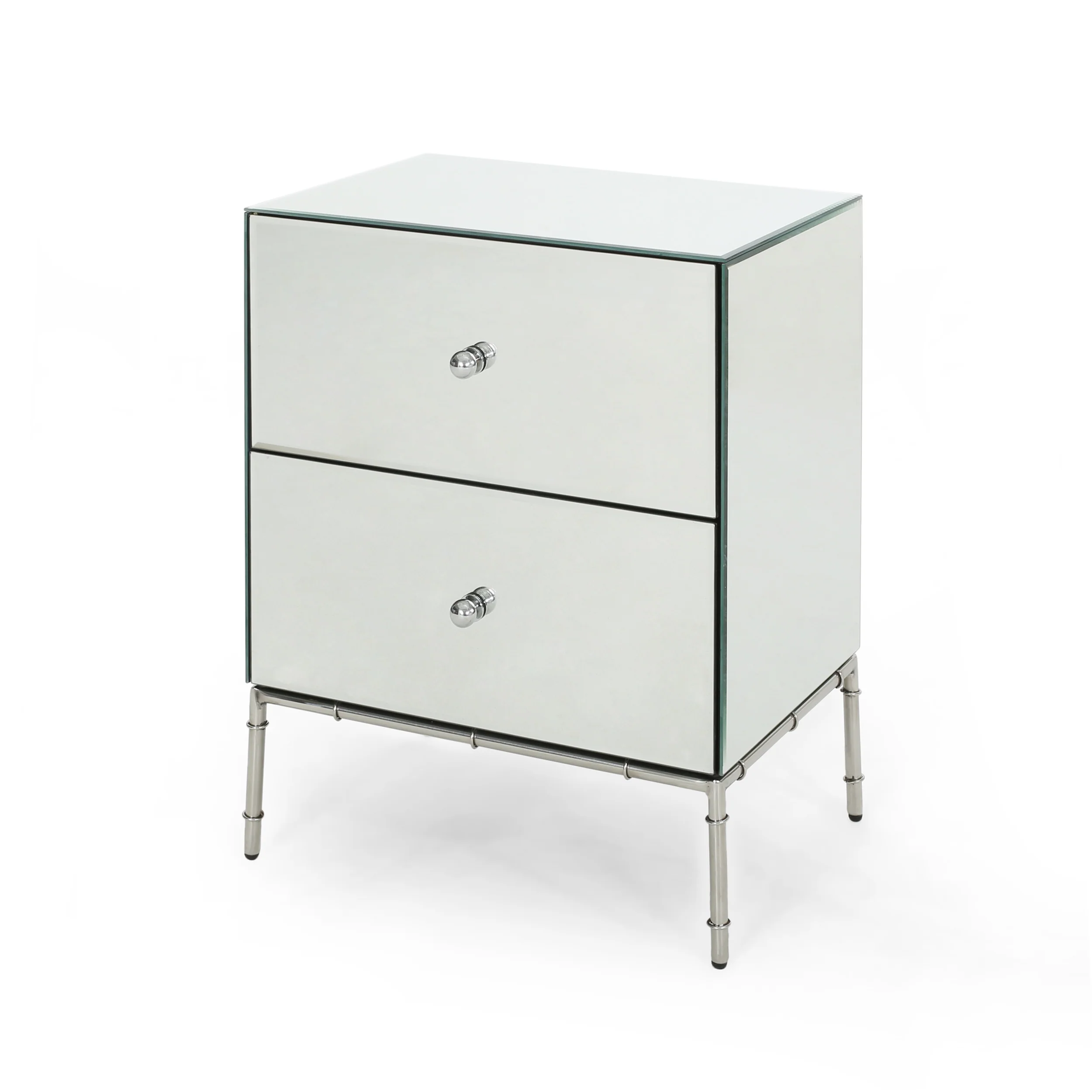 Eternis Modern Mirrored Two Drawer Cabinet - furnishings