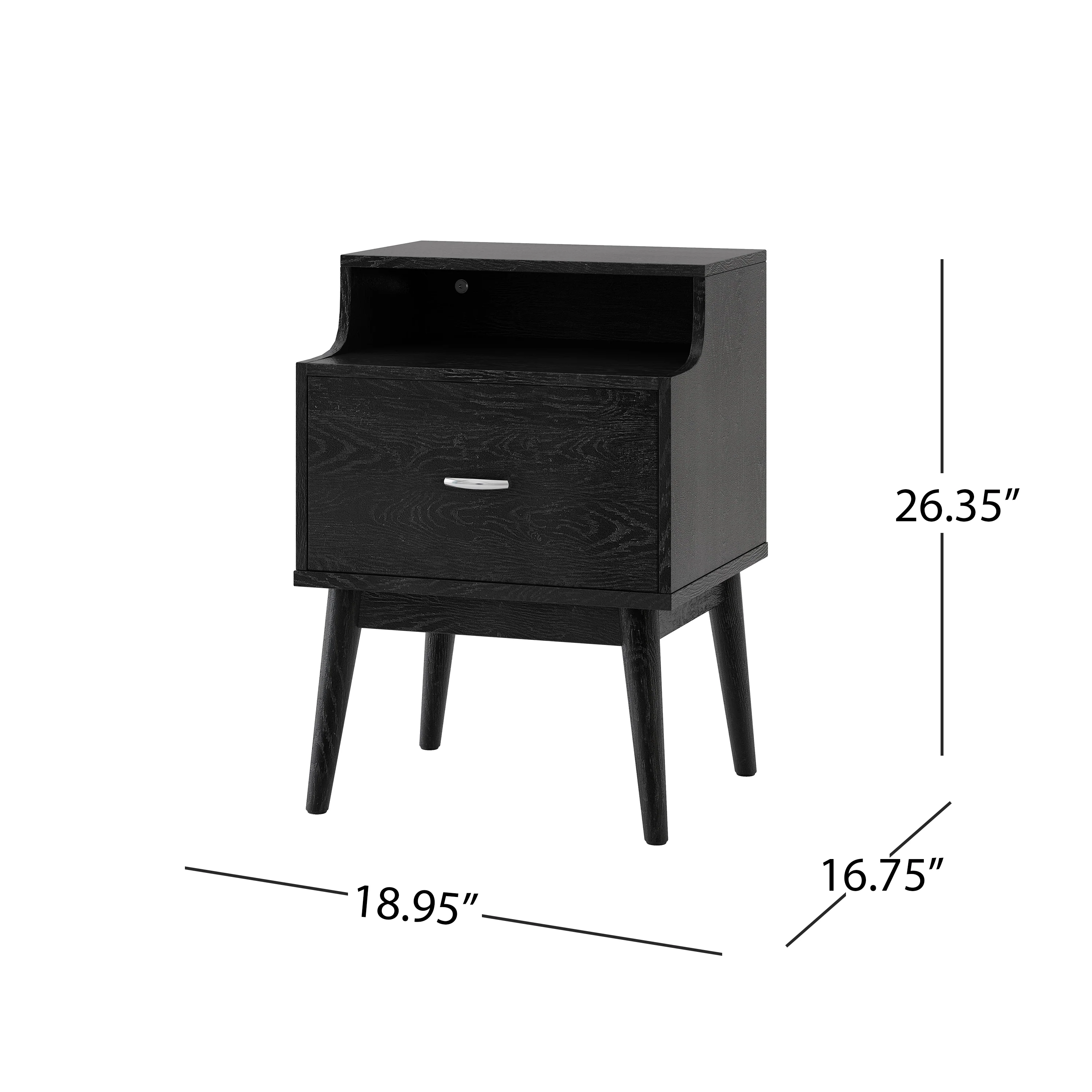 Wilbur Mid Century Modern Wooden Nightstand - furnishings