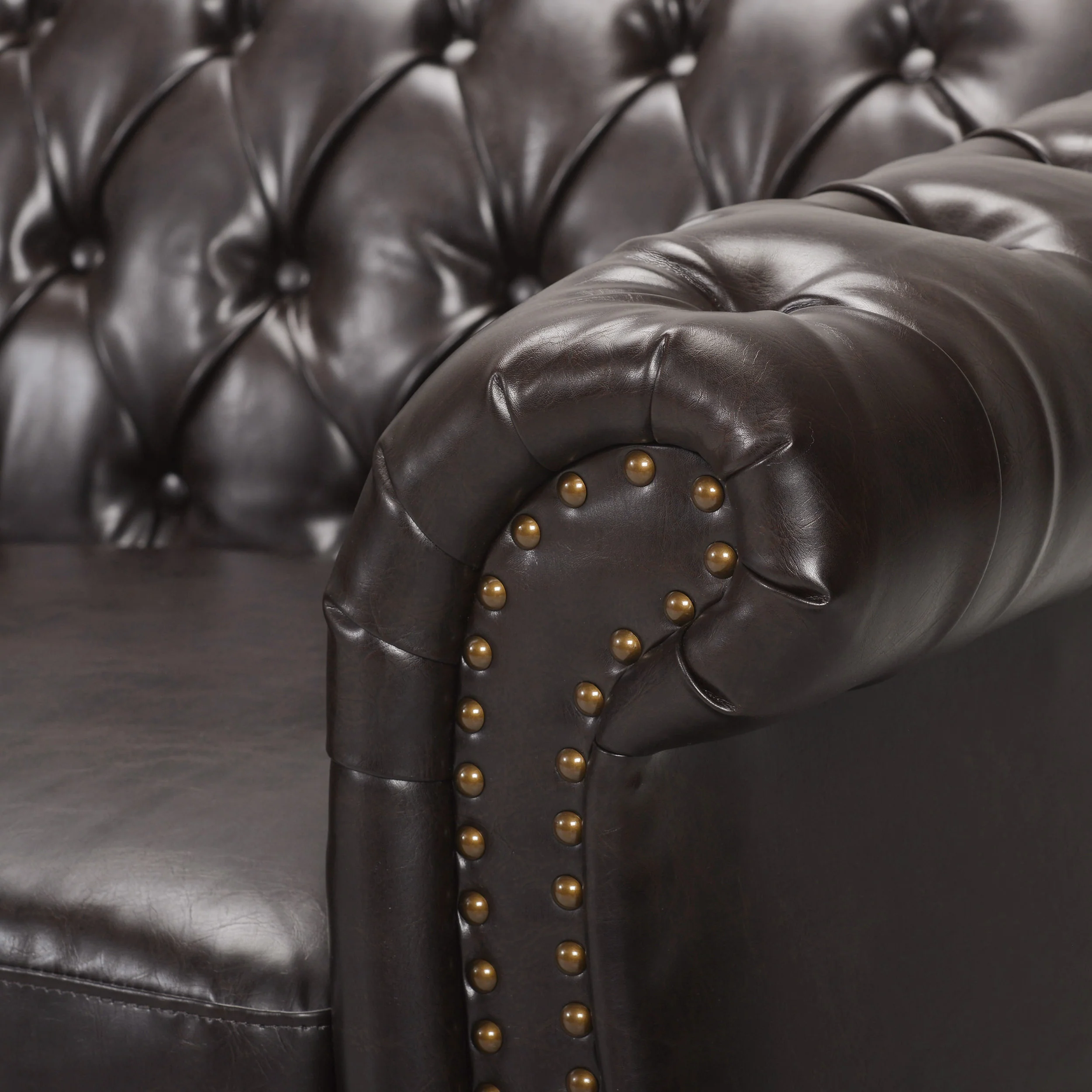 Adetokunbo Tufted Leather Chesterfield 3 Seater Sofa - furnishings