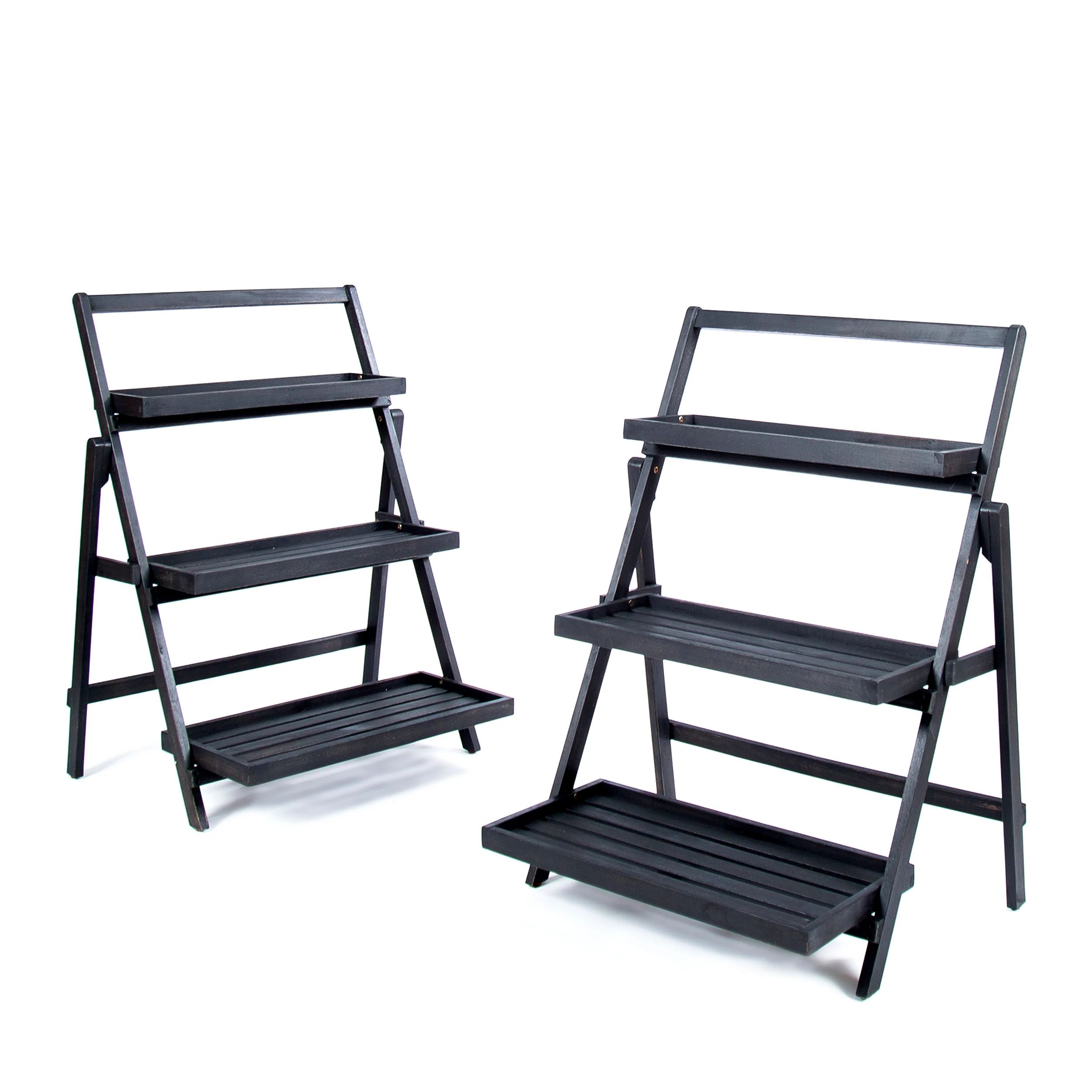 Mesbin Outdoor Dark Grey Acacia Wood Plant Stand (Set of 2) - furnishings