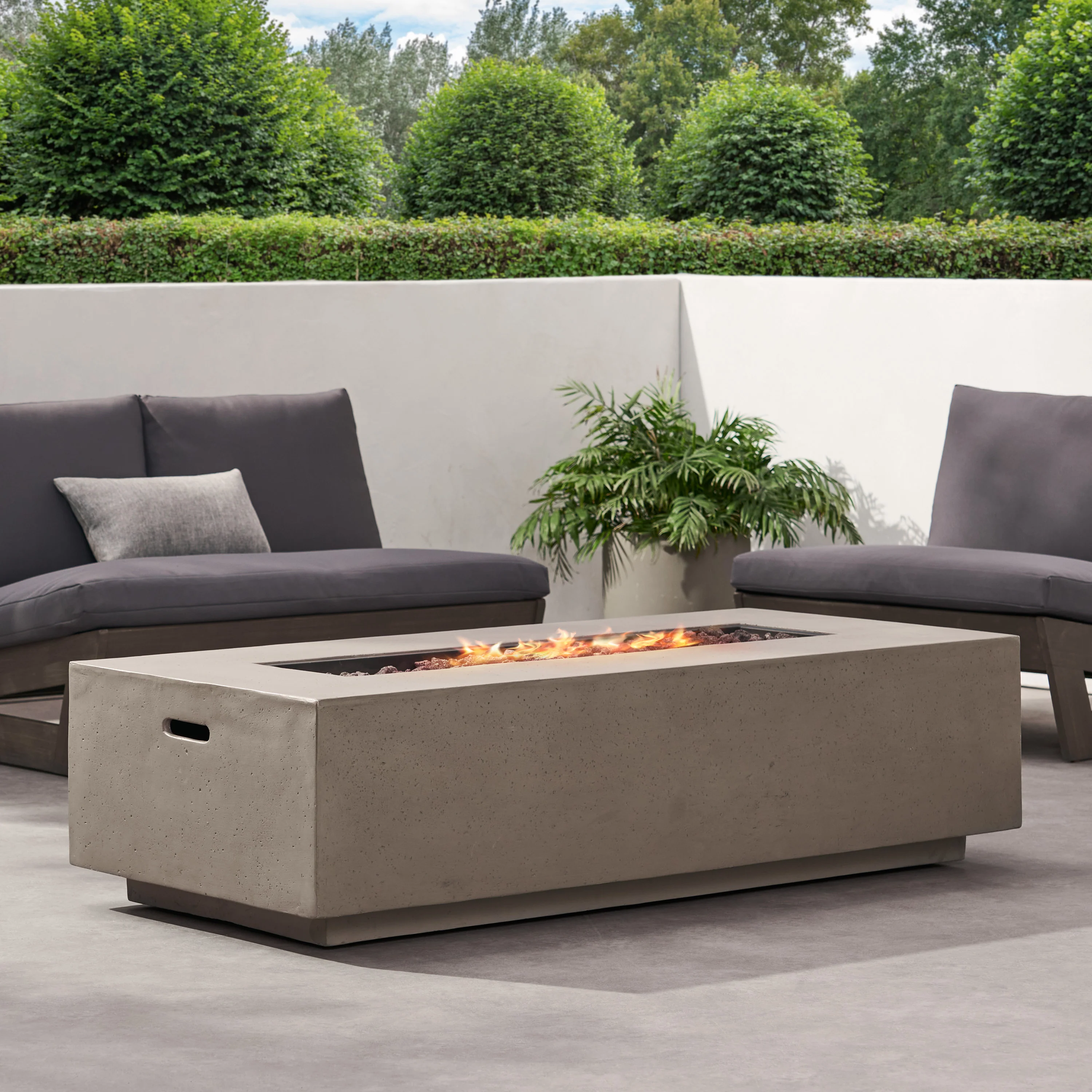 Hearth Outdoor 50,000 BTU Lightweight Concrete Rectangular Fire Pit (No Tank Holder) - furnishings