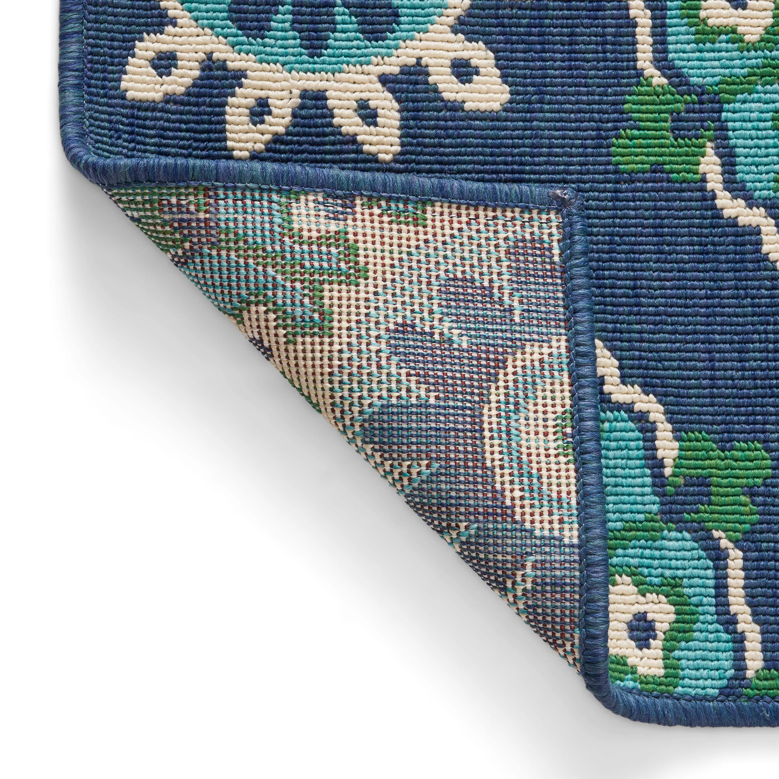 Arlene Outdoor Medallion Area Rug, Navy and Green - furnishings