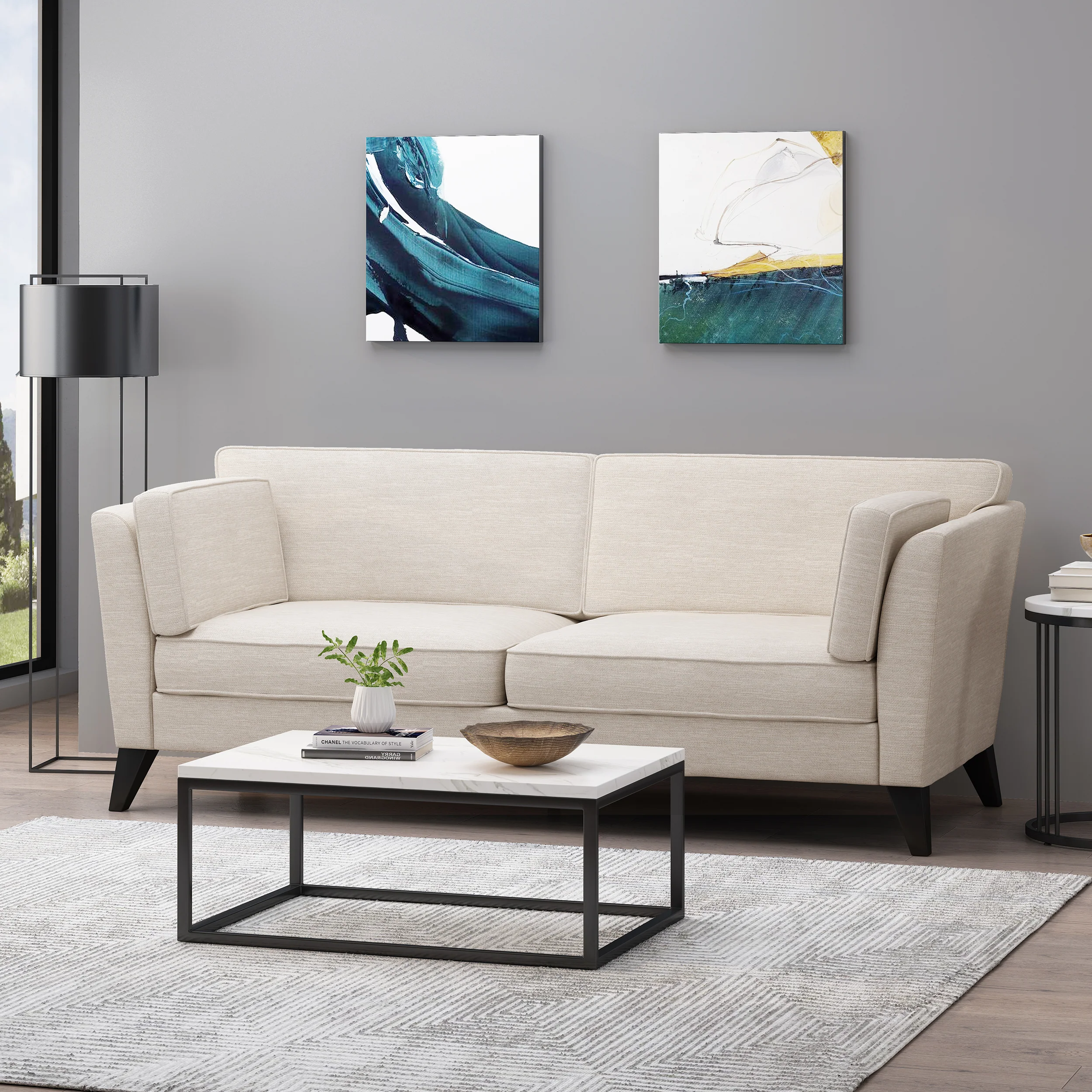Sabirin Contemporary 3 Seater Fabric Sofa - furnishings