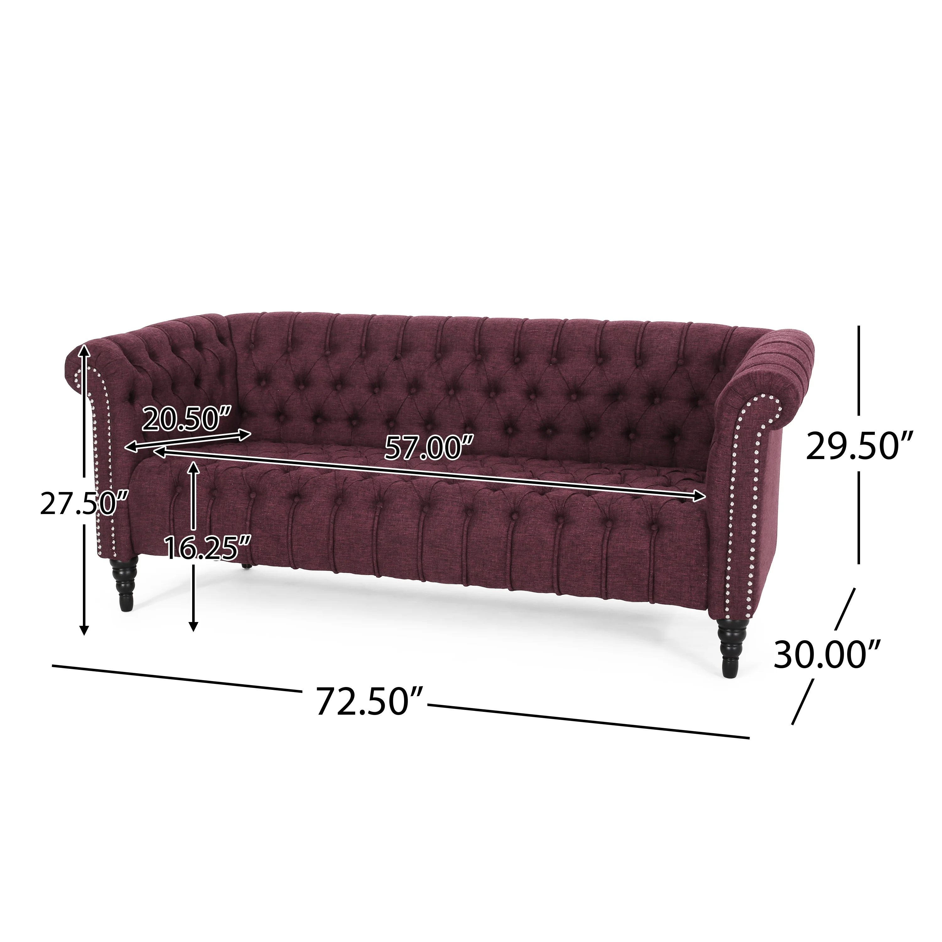 Edgar Button Tufted Rolled Back Upholstered Sofa - furnishings