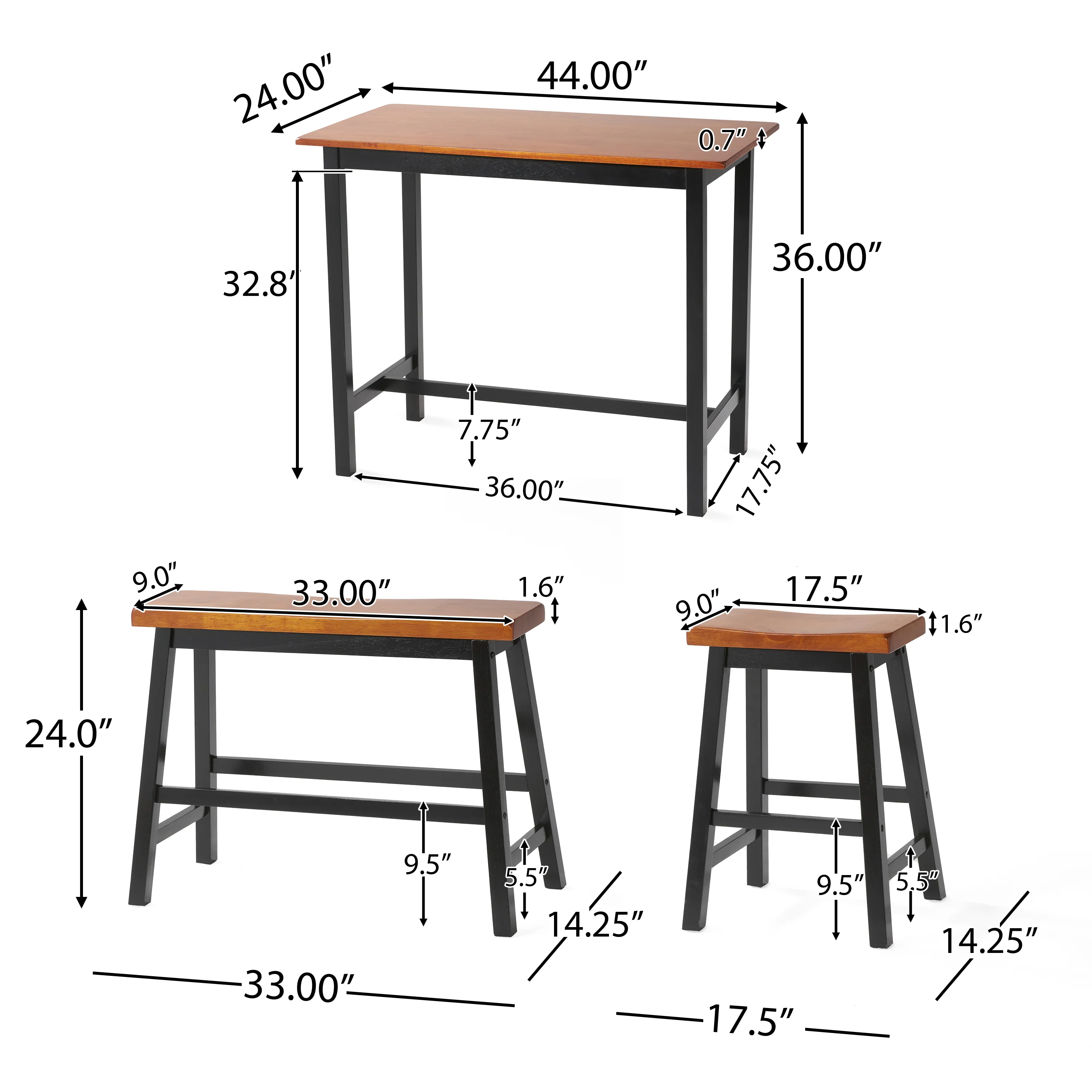 Toluca Farmhouse 4 Seater Bar Dining Set - furnishings