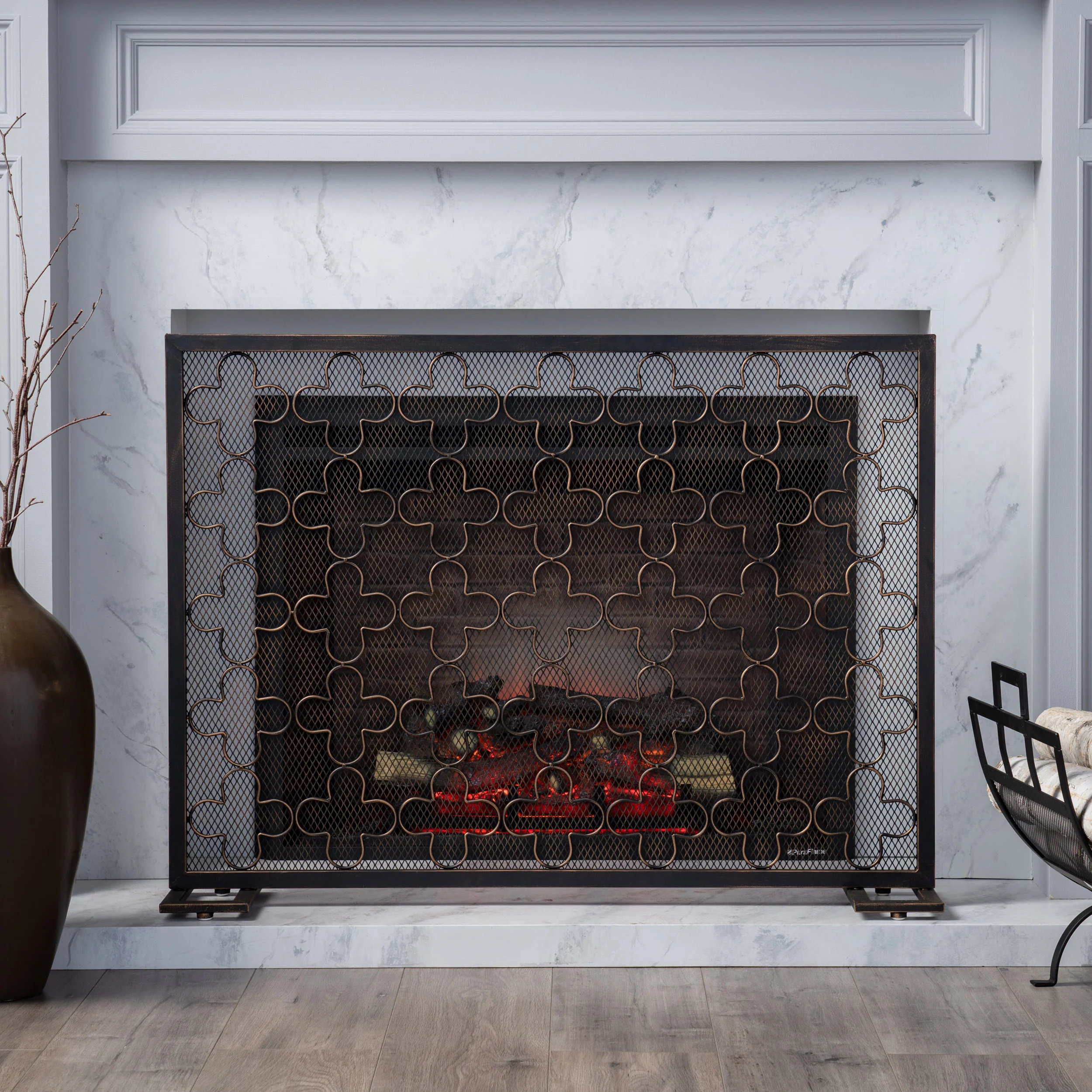 Uriah Modern Single PanelIron Firescreen - furnishings