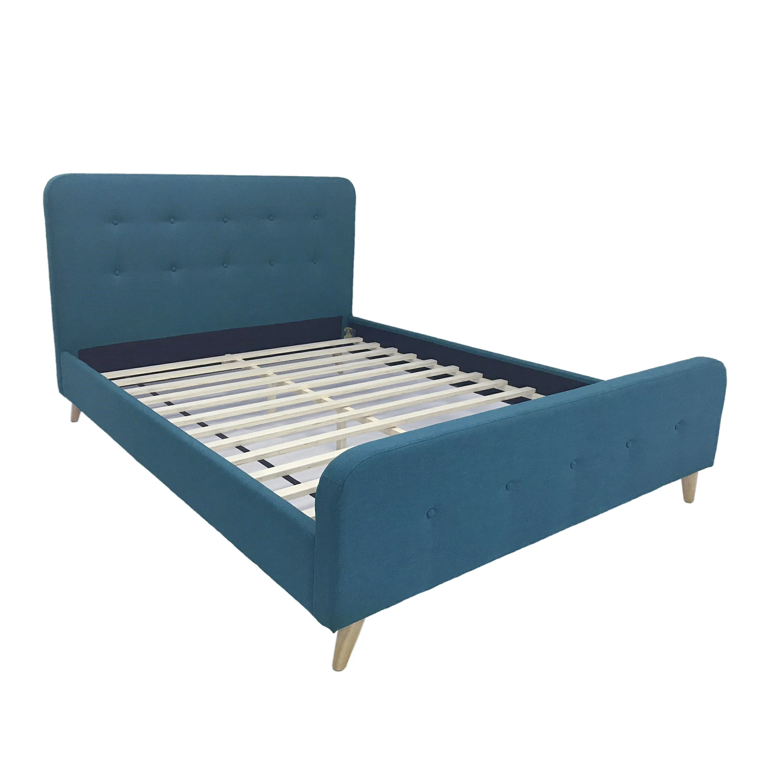 Hirver Modern Glam Button-Tufted Queen Velvet Bed Frame with Splayed Legs - furnishings