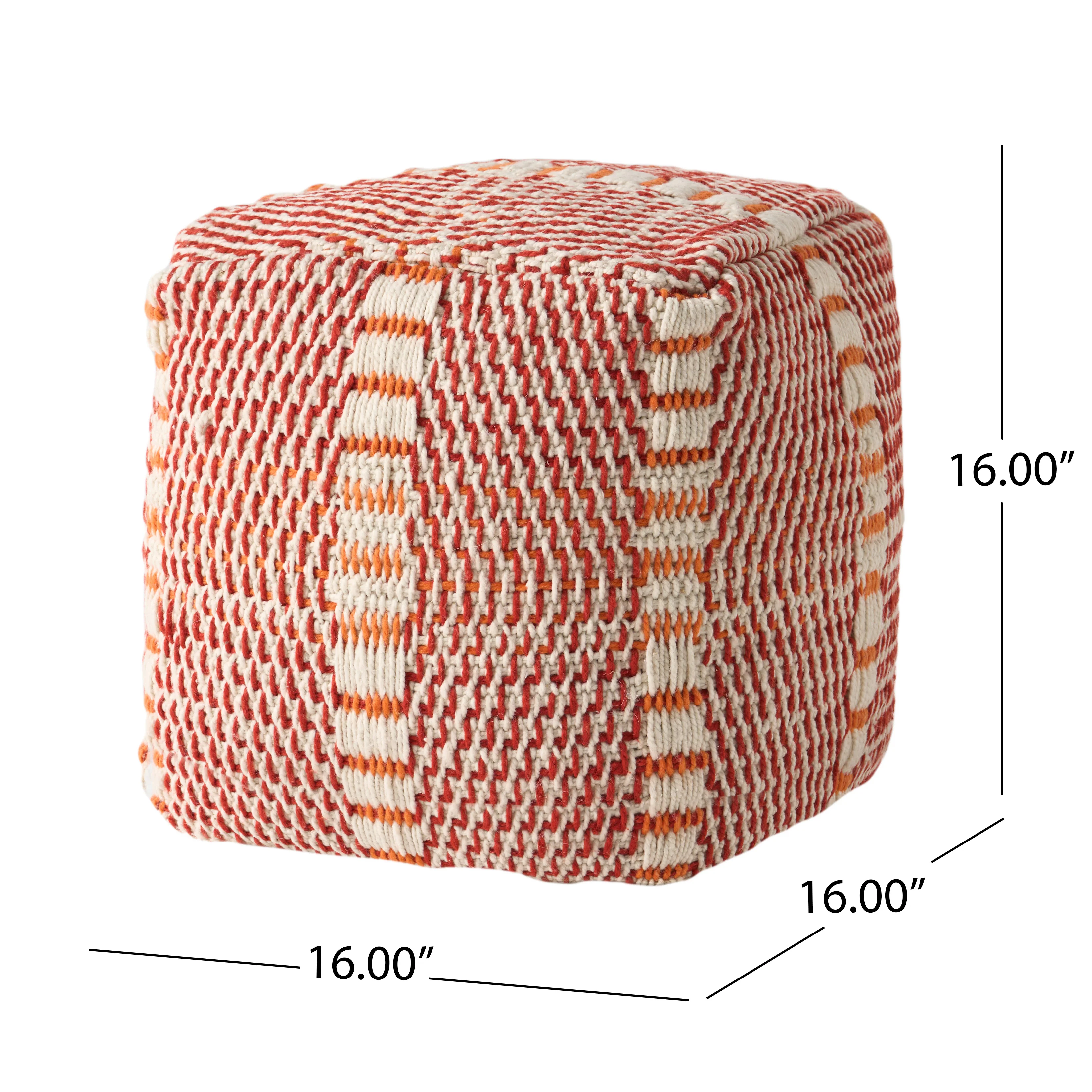 Dexter Indoor Handcrafted Boho Water Resistant Cube Pouf - furnishings