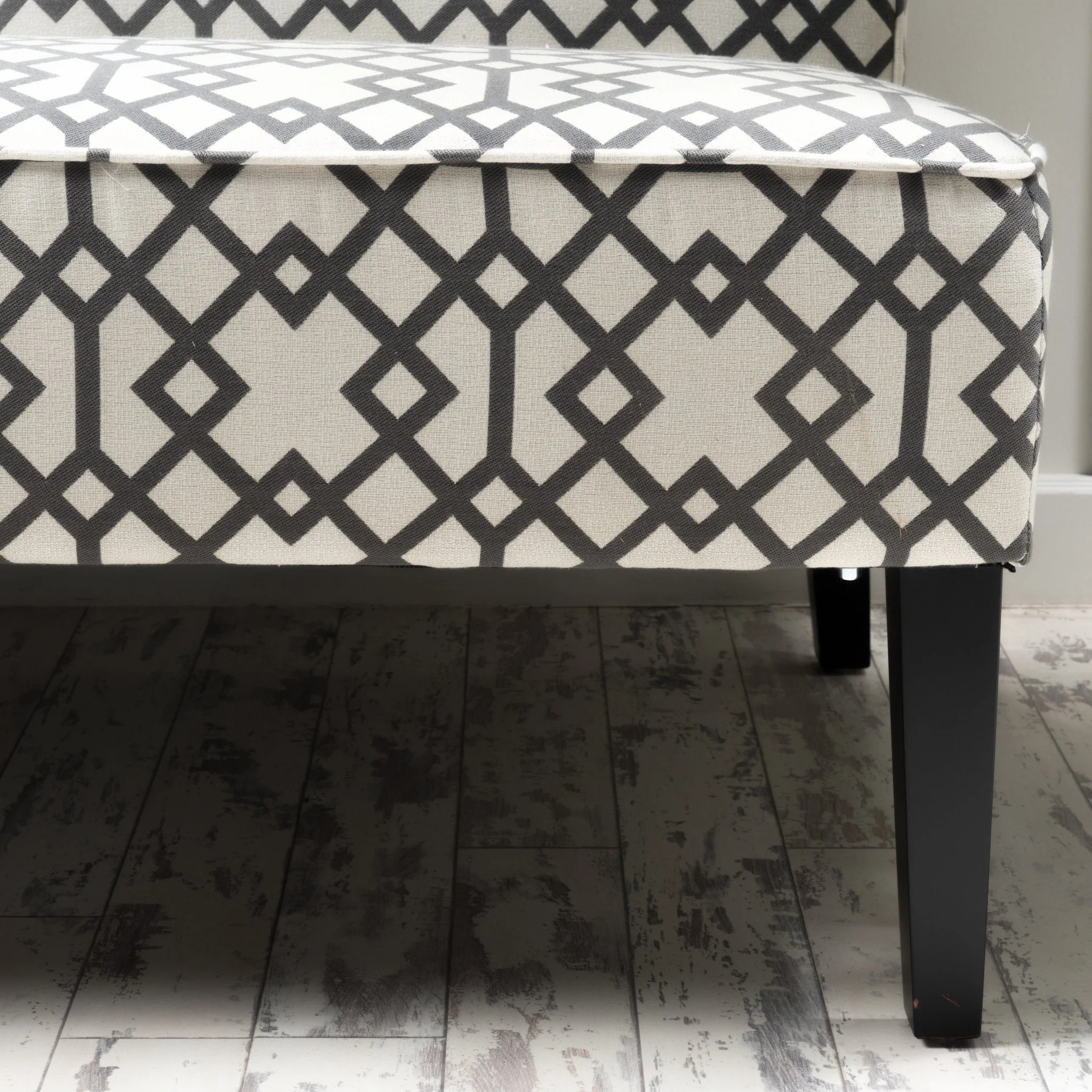 Charlotte Grey Geometric Patterned Fabric Settee - furnishings