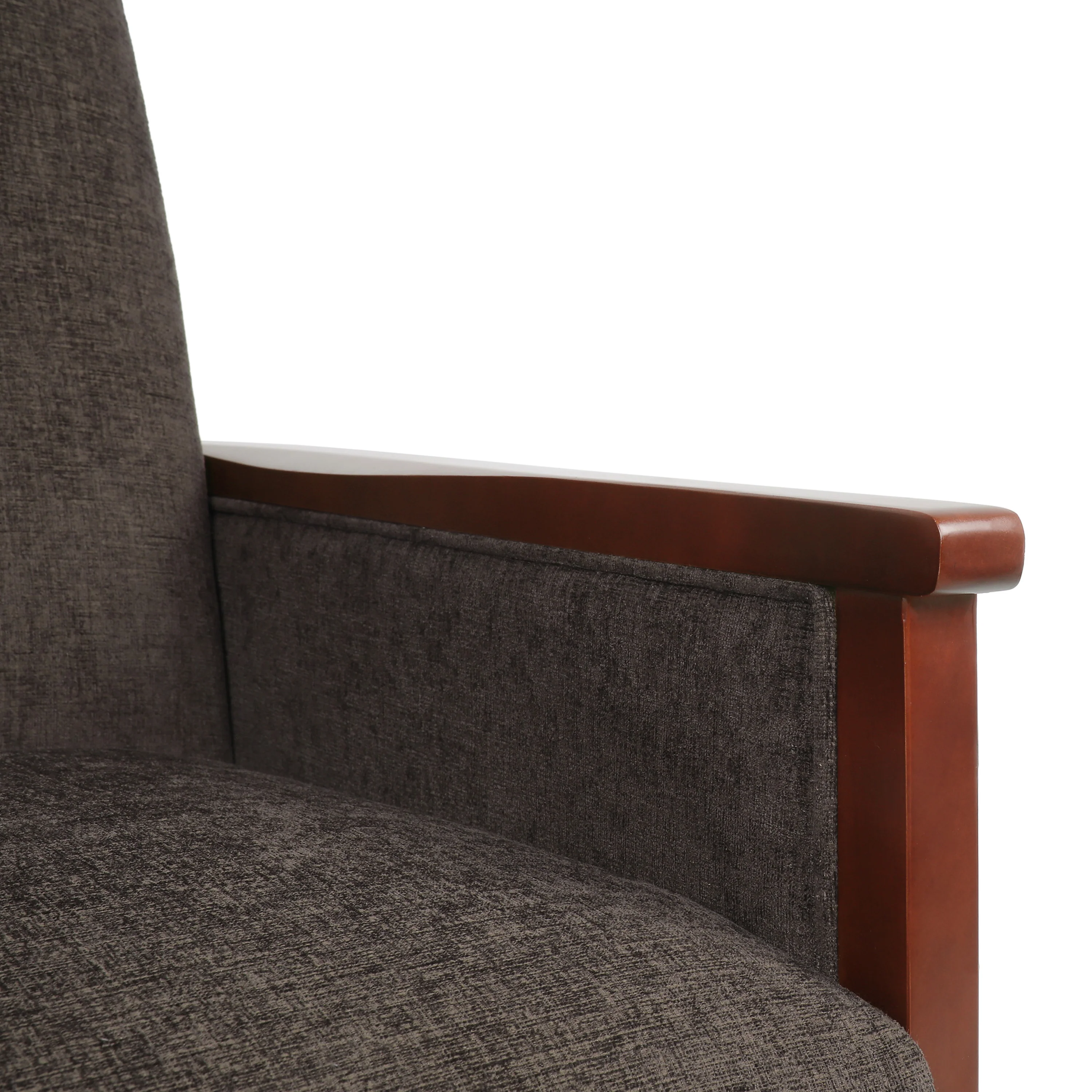 Ambleside Mid Century Modern Fabric Upholstered Wood Pushback Recliner - furnishings