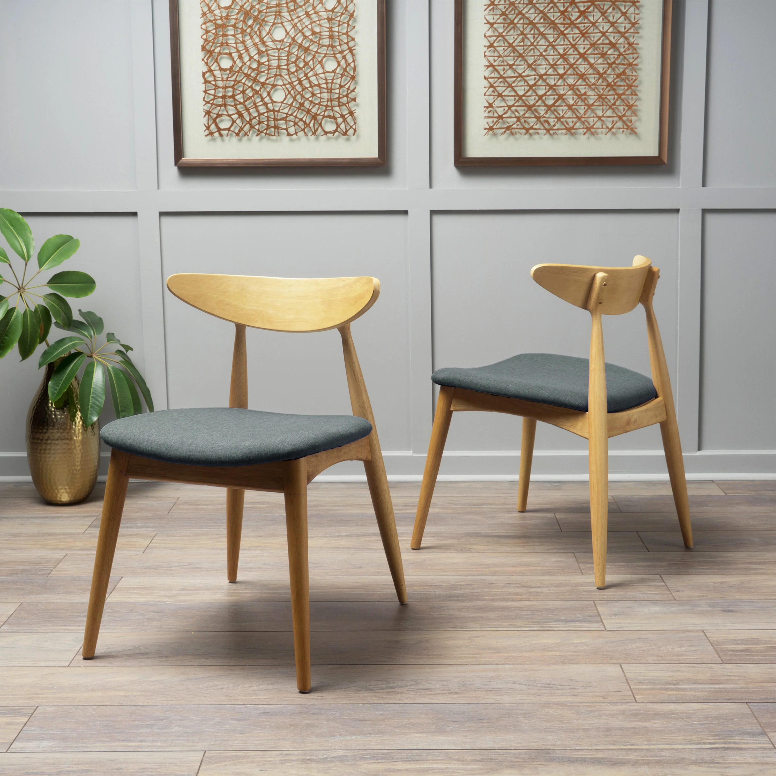 Issaic Mid-Century Modern Design Wood Dining Chairs (Set of 2) - furnishings