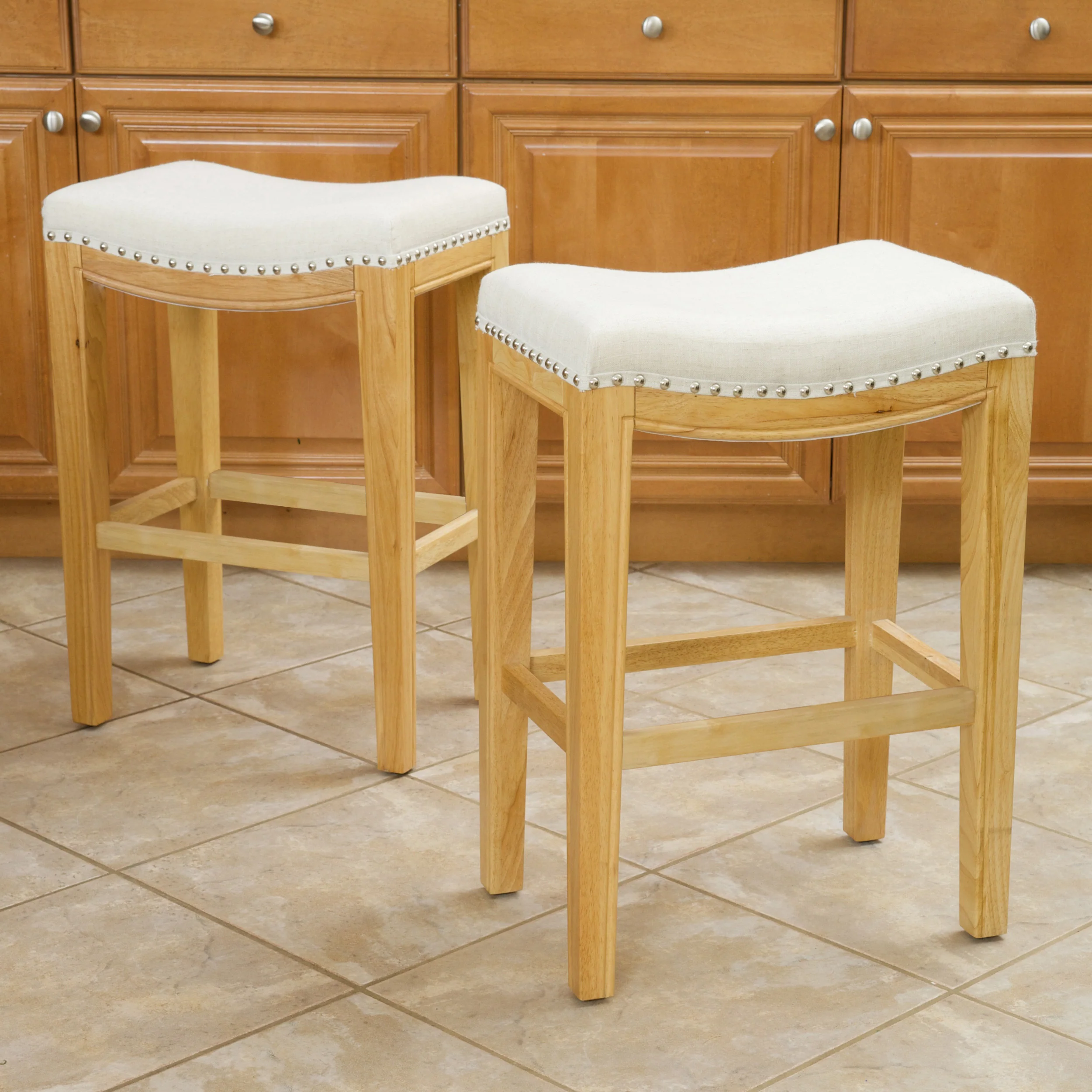 Jaeden Beige Backless 26-Inch Counter Stools (Set of 2) - furnishings