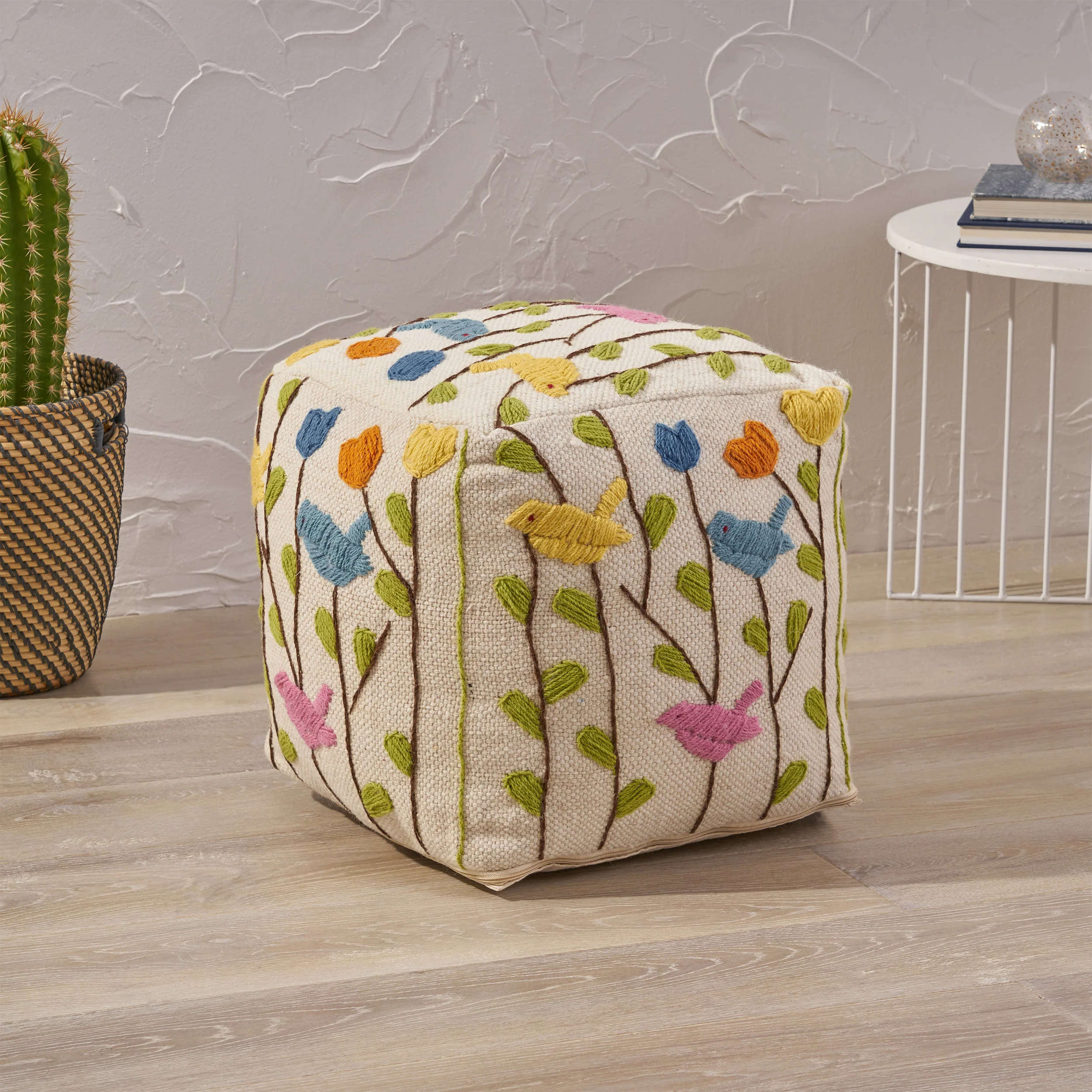Zeki Boho Wool Ottoman Pouf - furnishings