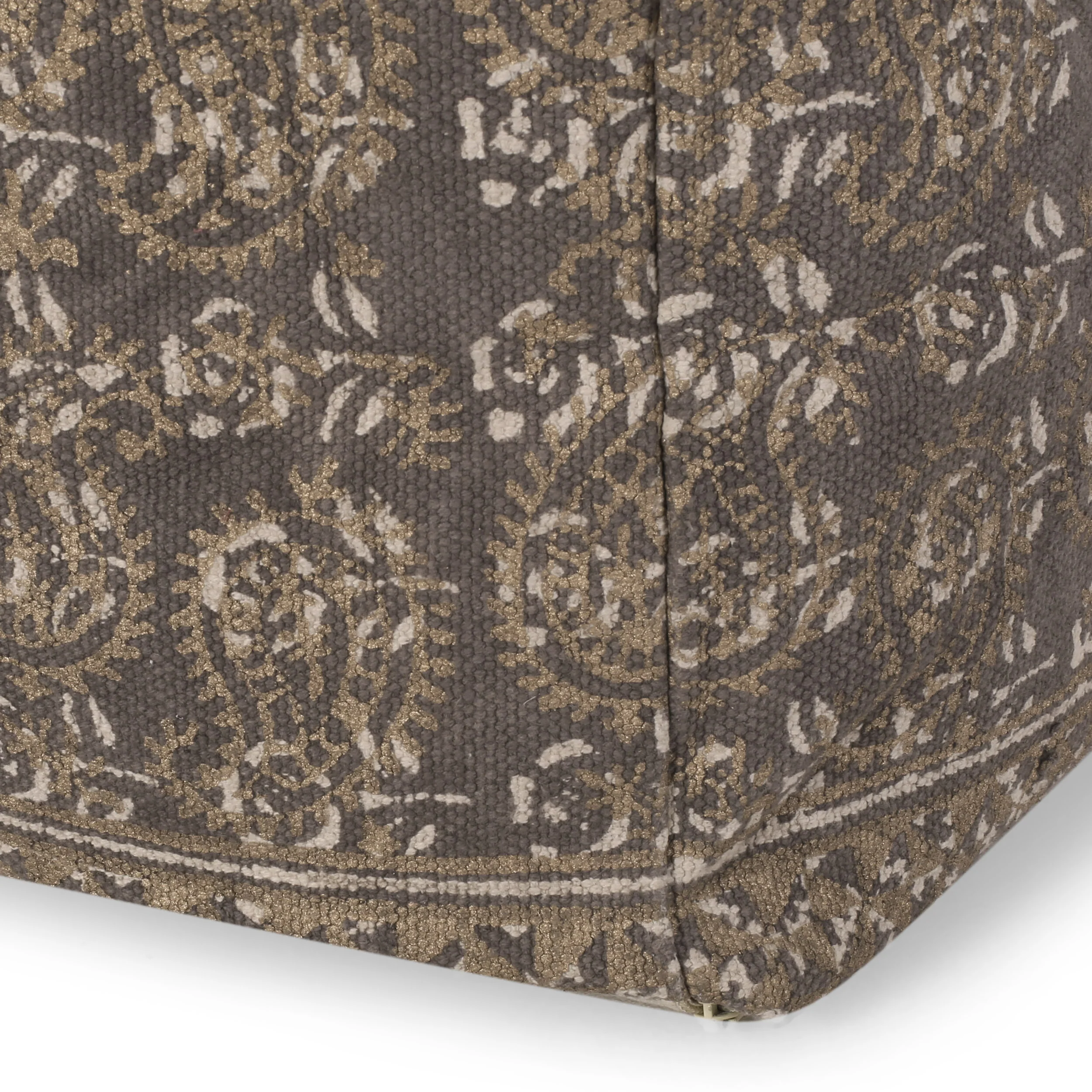 Hinton Handcrafted Boho Fabric Cube Pouf - furnishings