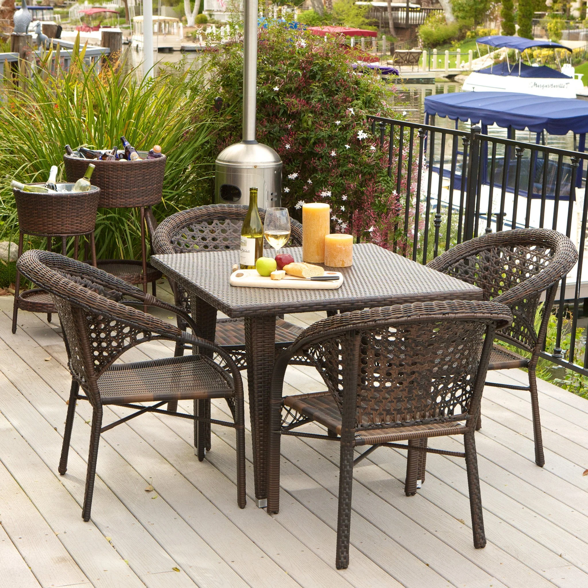 Louisiana 5-Piece Outdoor Wicker Dining Set - furnishings