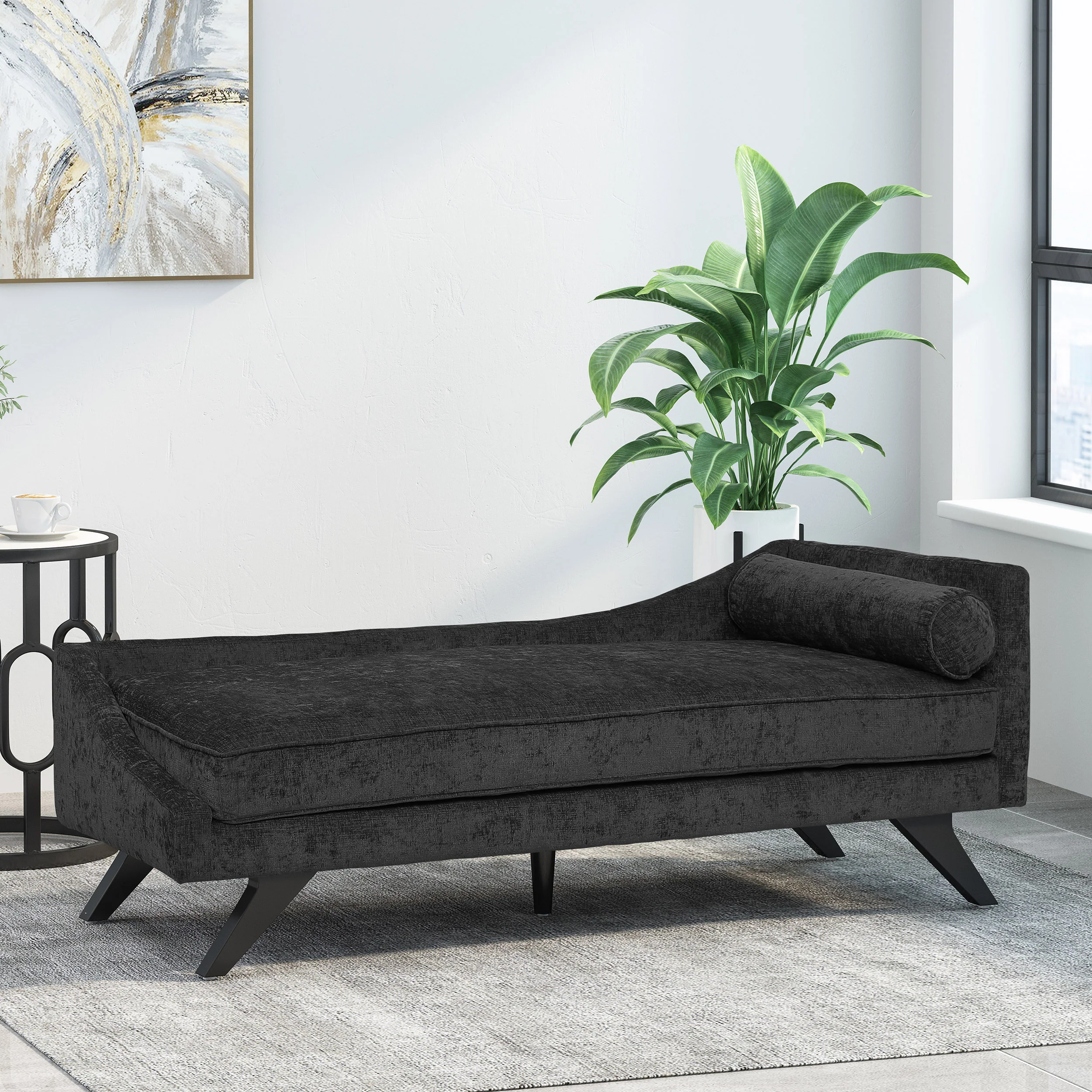 Alphonso Mid-Century Modern Fabric Chaise Lounge - furnishings