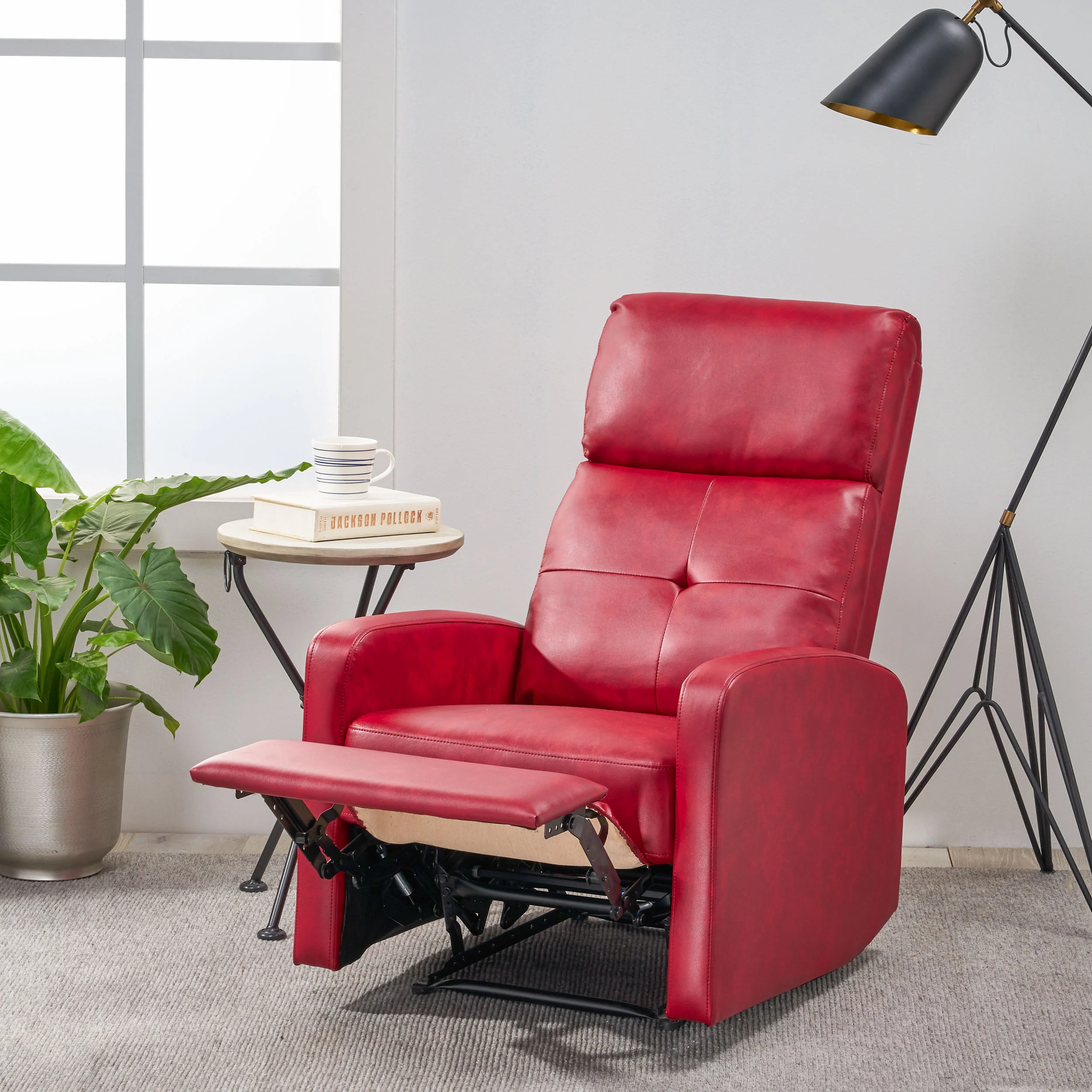Teyana Contemporary Pillow Top Leather Recliner - furnishings