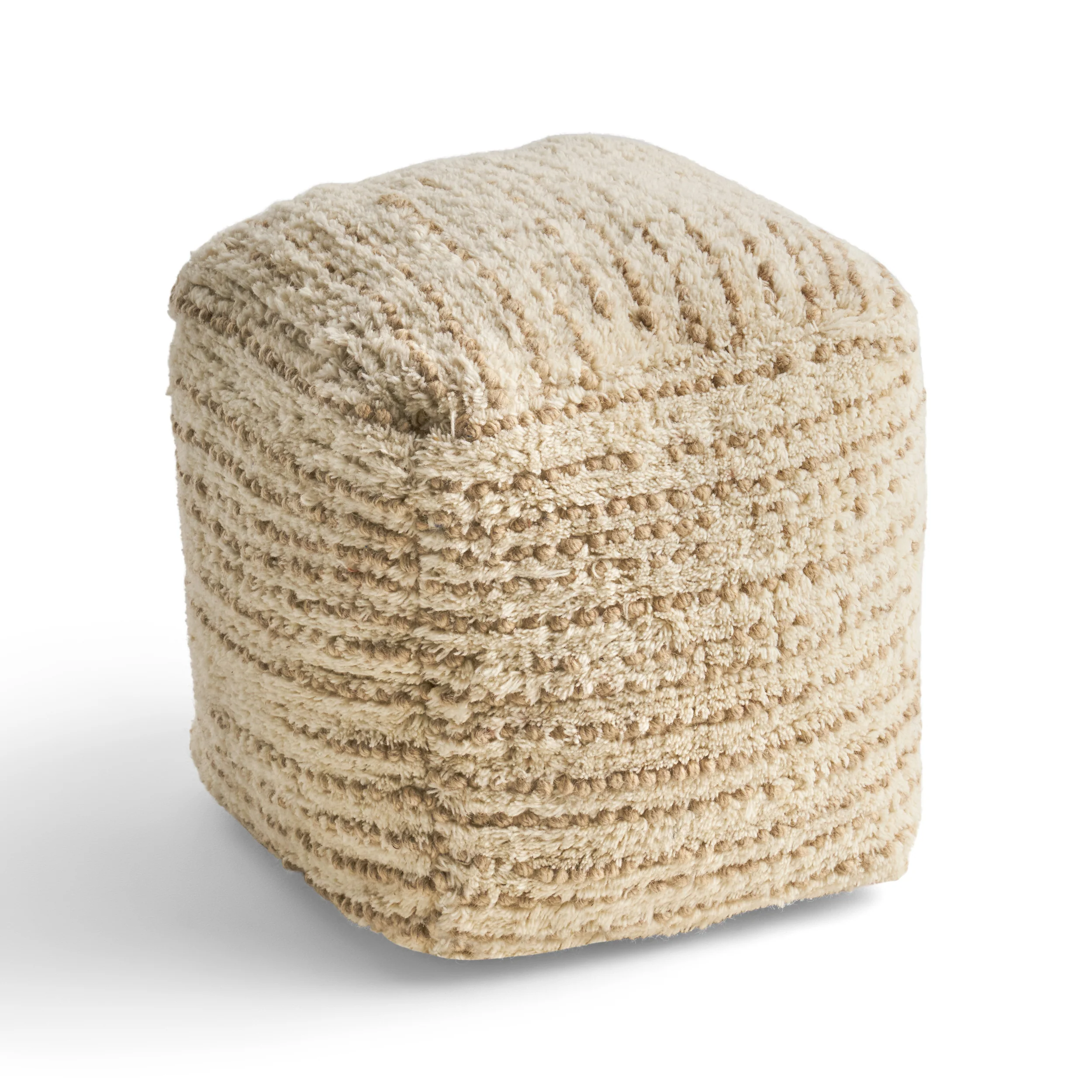 Ewelina Boho Wool and Cotton Ottoman Pouf - furnishings