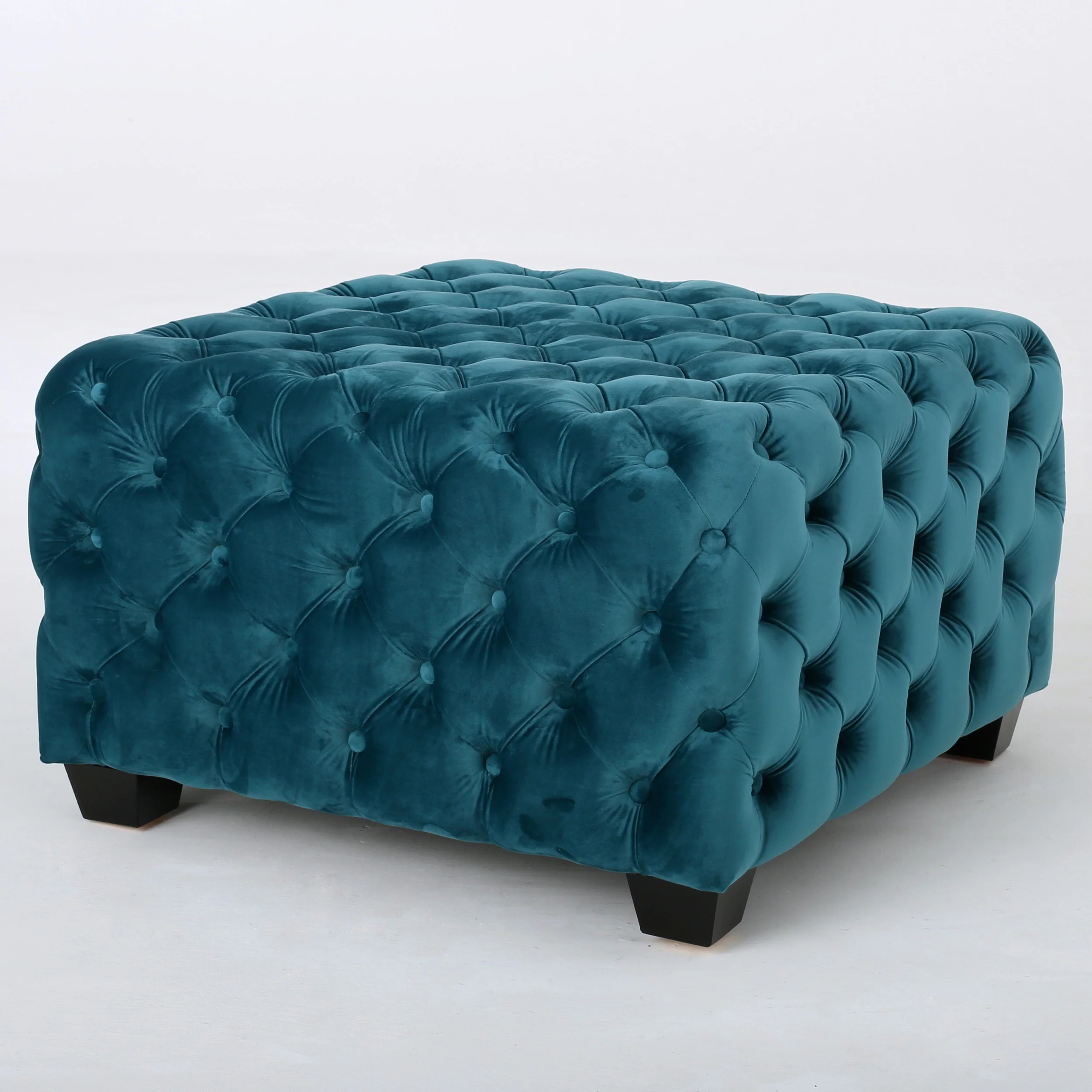 Provence Tufted New Velvet Fabric Ottoman Pouf - furnishings