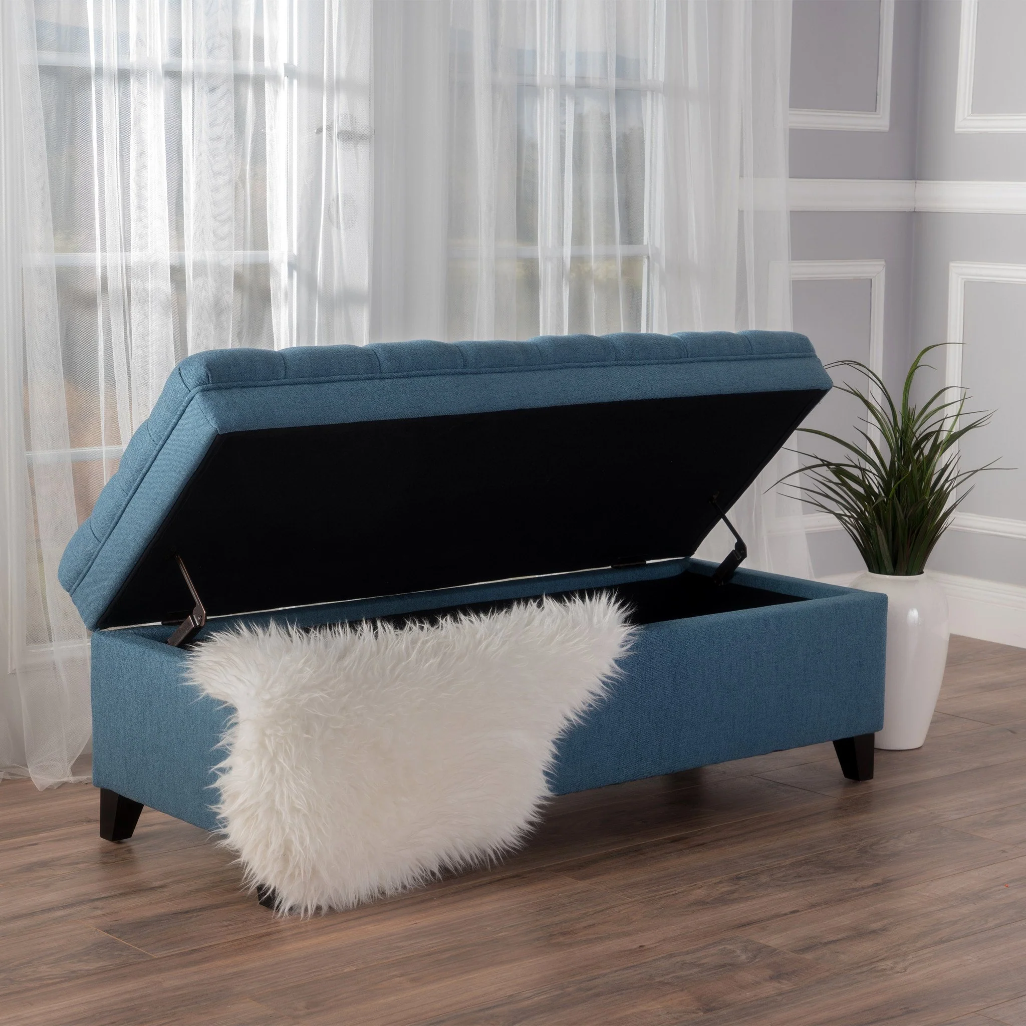 Laguna French Style Tufted Fabric Storage Ottoman Bench - furnishings